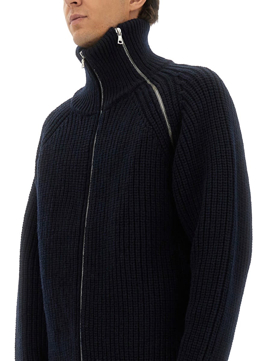 Dries Van Noten Black Wool Zip-up Cardigan In Multi