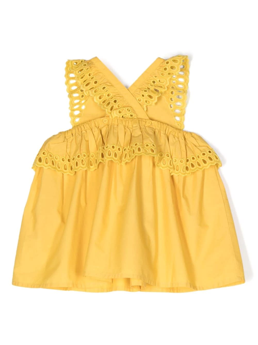 Shop Stella Mccartney Yellow Sangallo Lace Dress