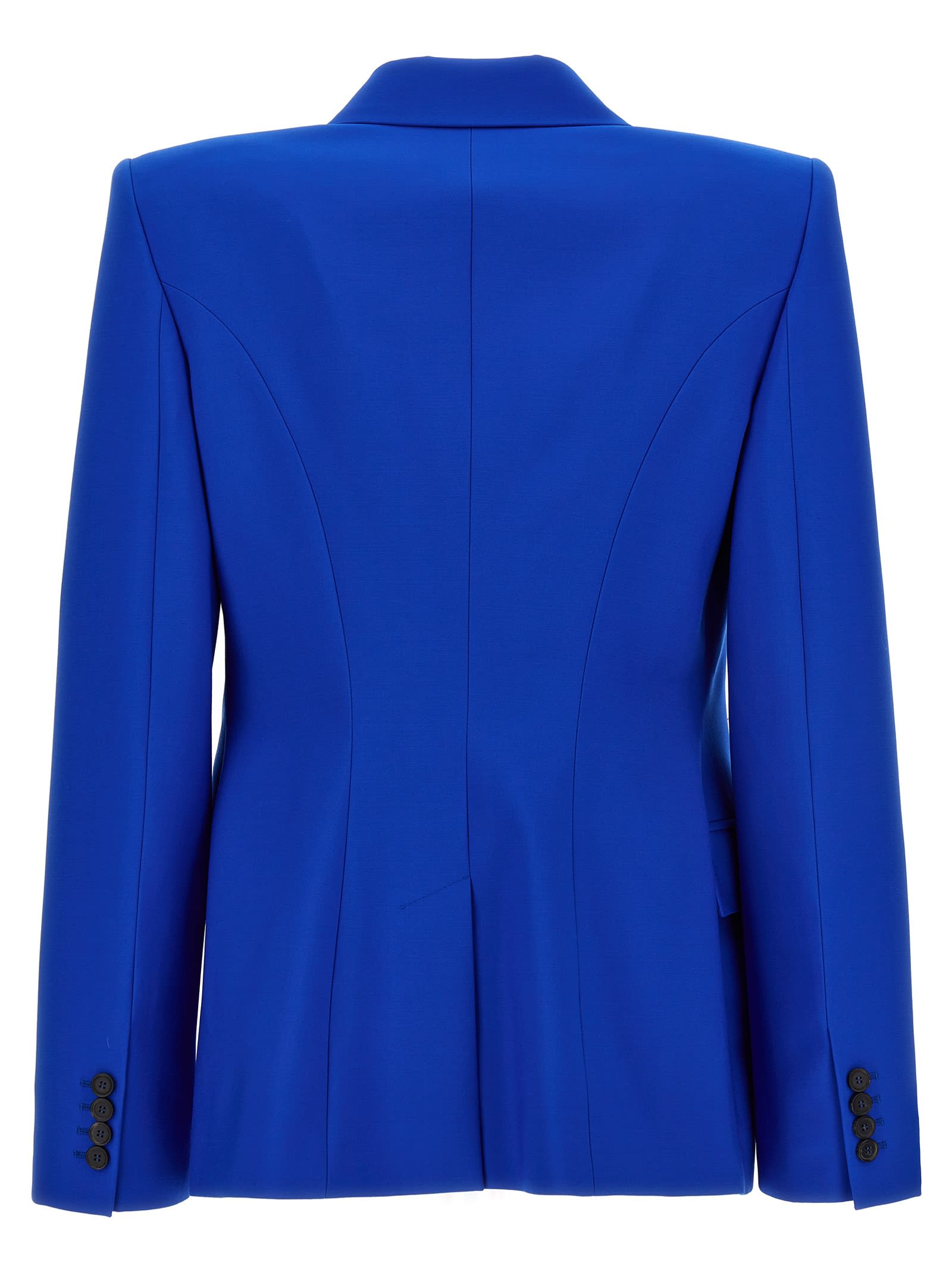 Shop Alexander Mcqueen Double Breast Wool Blazer Jacket In Blue