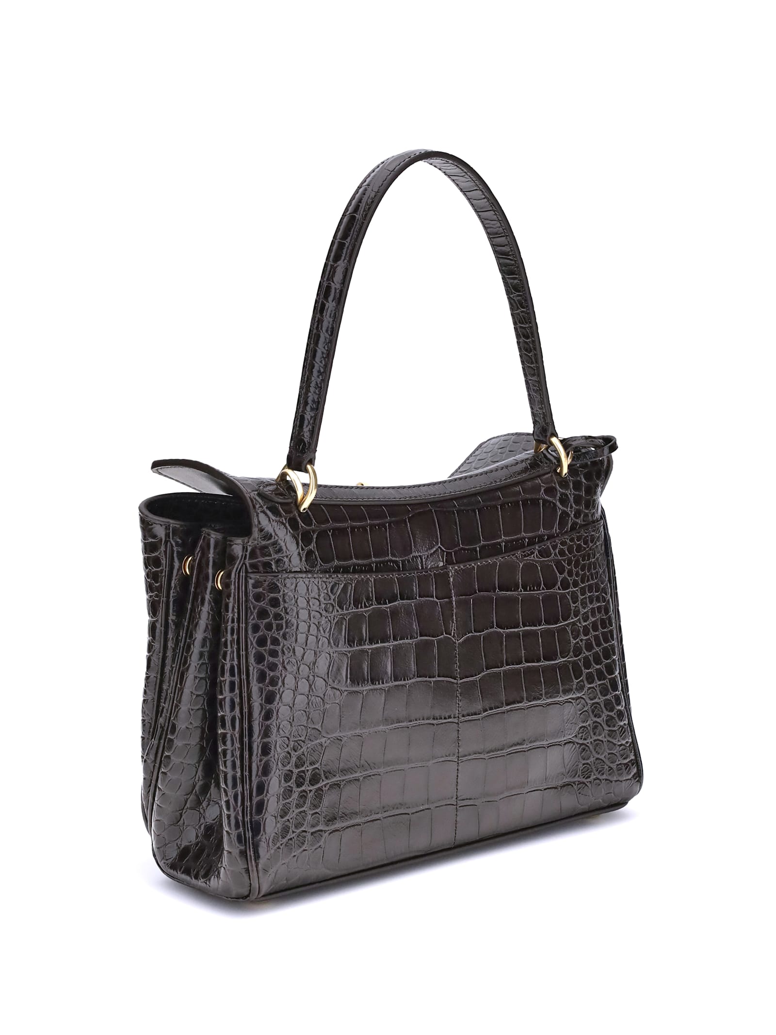 Balenciaga Rodeo Shoulder Bag In Crocodile-print Leather