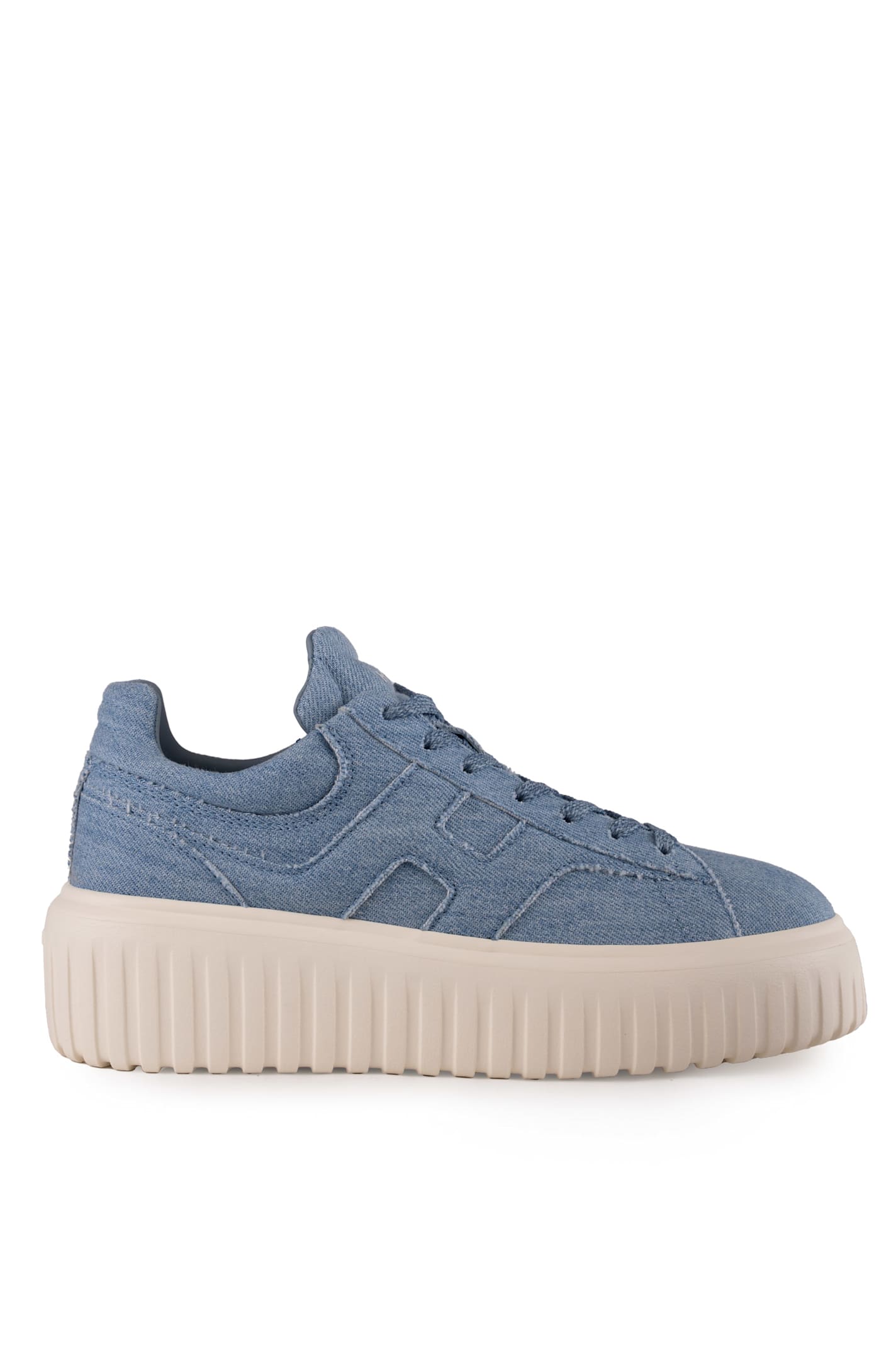 Hogan H-stripes Sneakers In Denim In Denim Chiaro