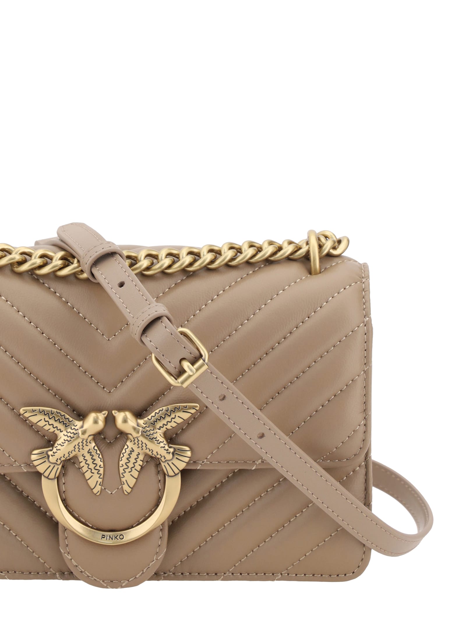 Pinko Mini Love Shoulder Bag In Neutral