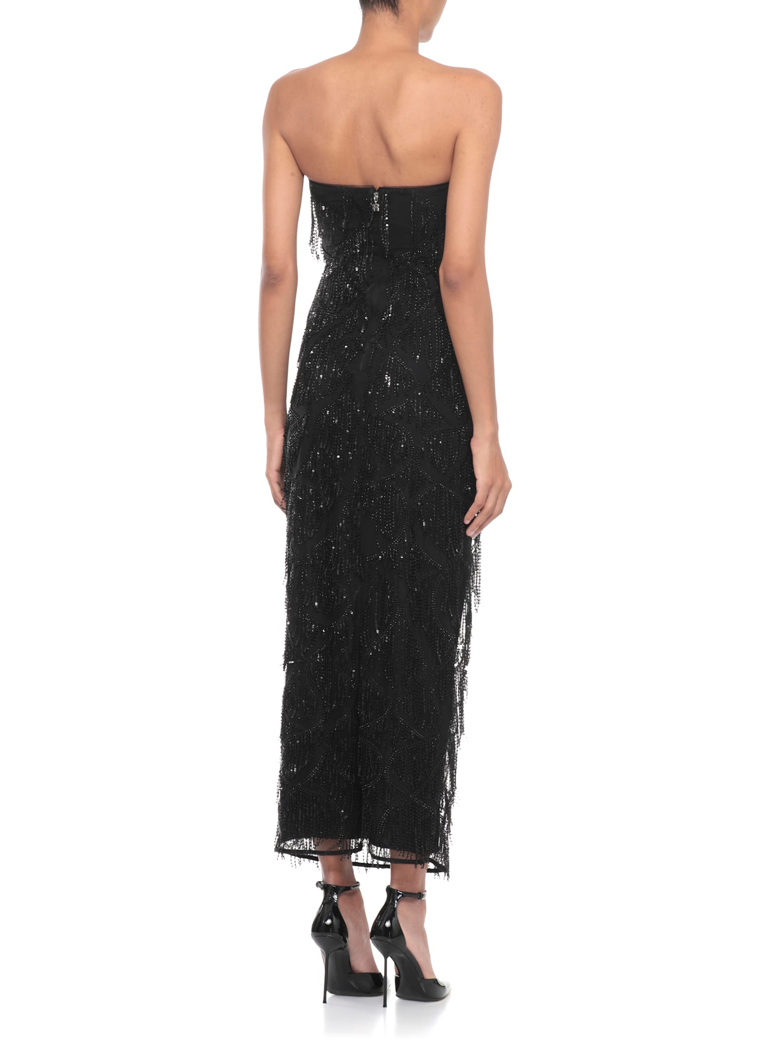 Rotate Birger Christensen Rotate Birgerchristensen Sequins Midi Tube Dress In Black