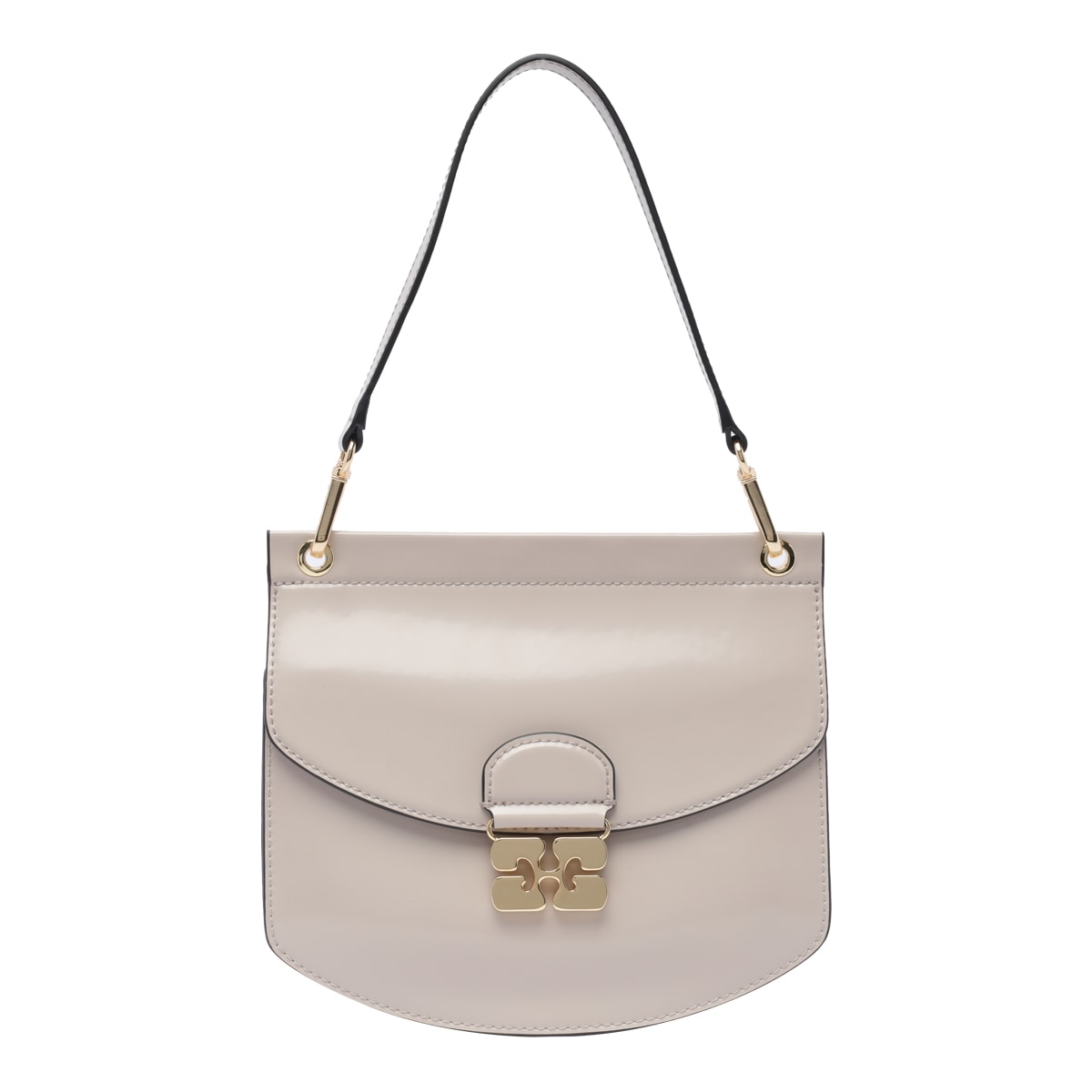 Shop Ganni Small Apo-g Crossbody Bag In Grey