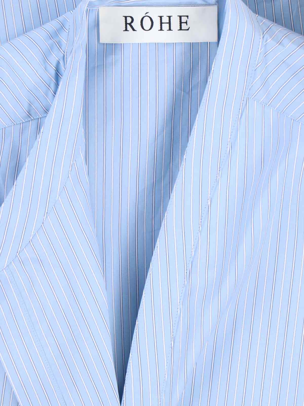 Rohe Róhe Asymmetrical Stripe Shirt In Light Blue Cotton In Blue