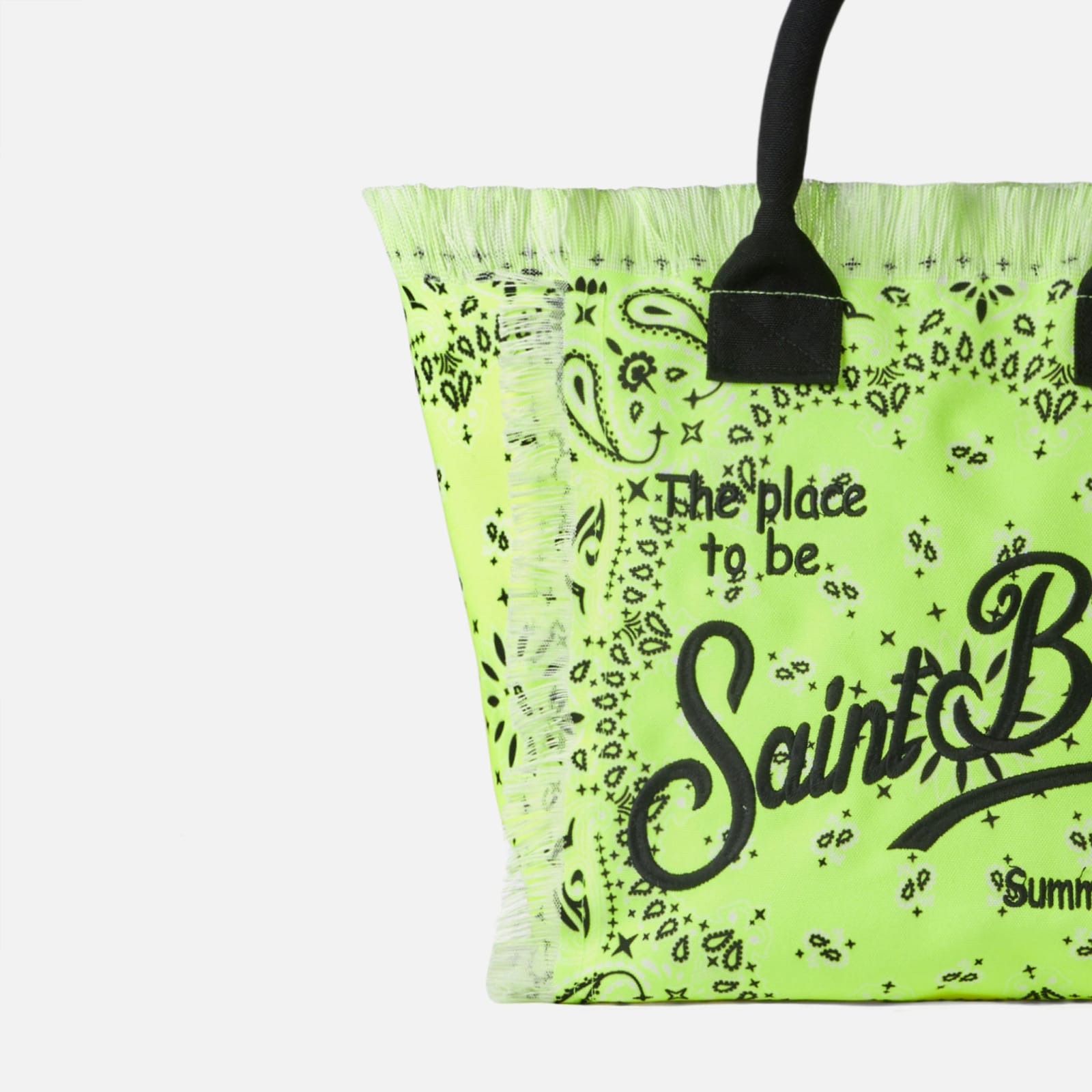 Shop Mc2 Saint Barth Vanity Fluo Yellow Shoulder Bag With Bandanna Print