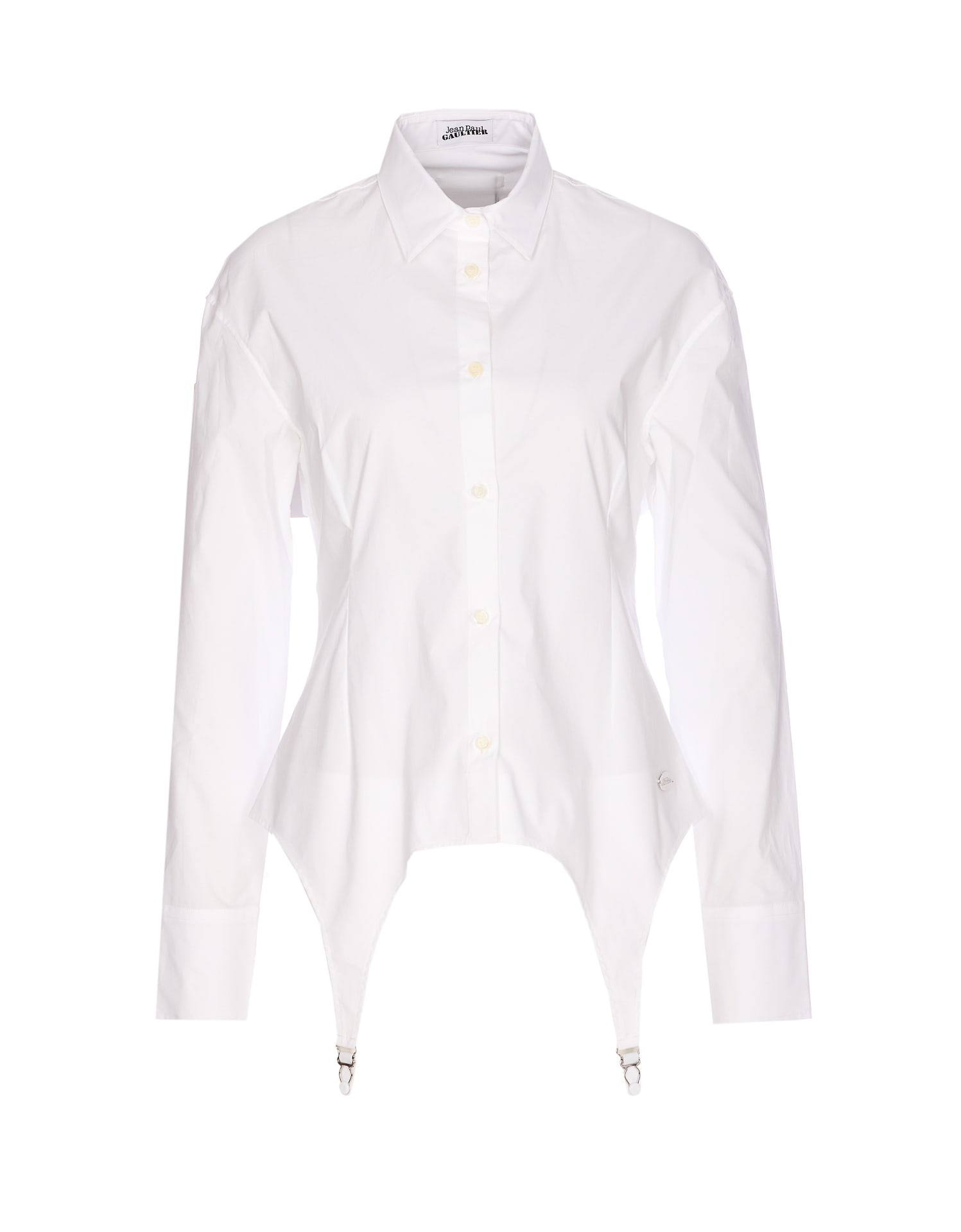 Jean Paul Gaultier Collared Long Sleeve Shirt With Unique Hem In White