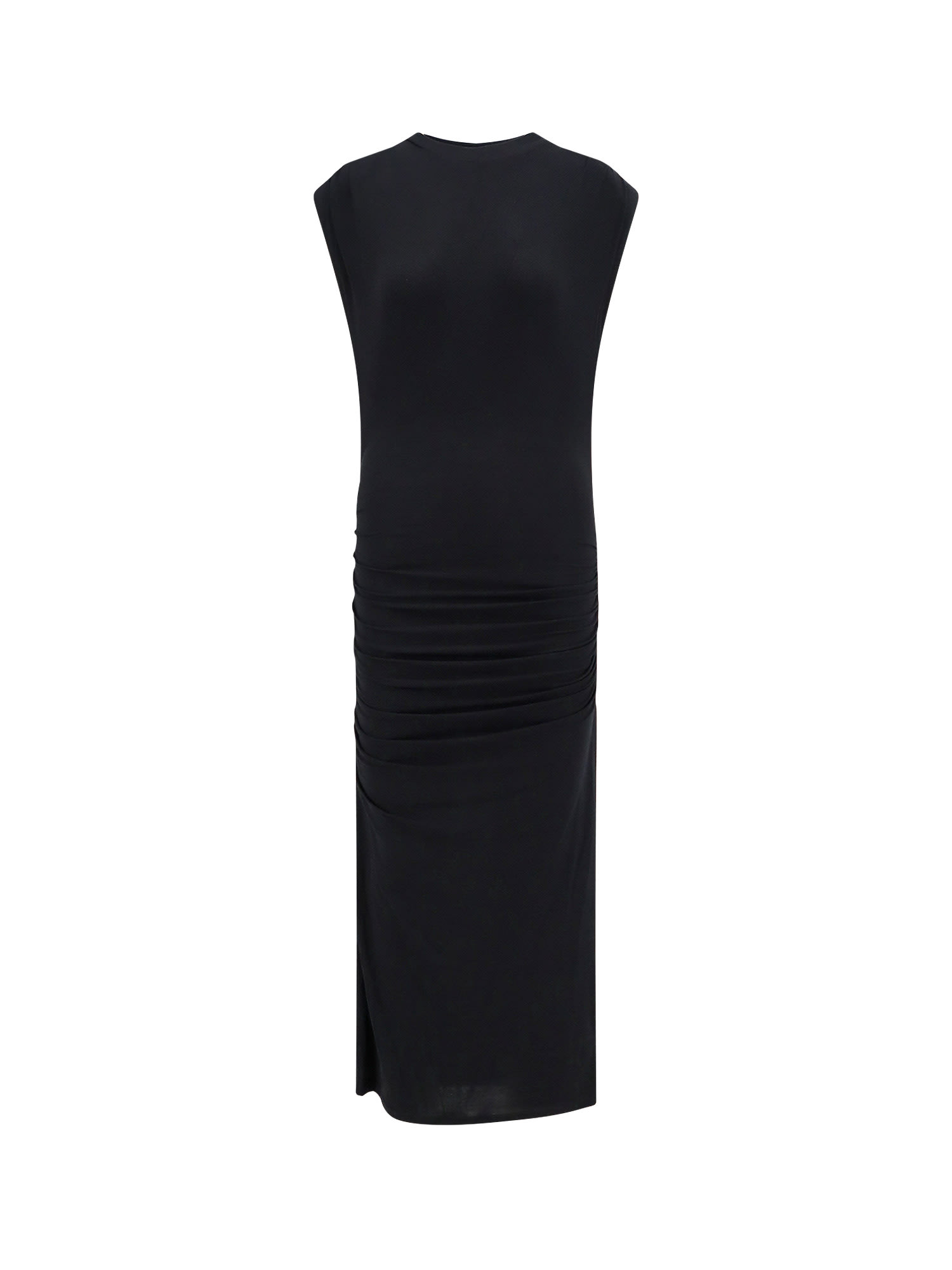 Isabel Marant Étoile Midi Dress With Cap Sleeves And Ruched Detailing In Black