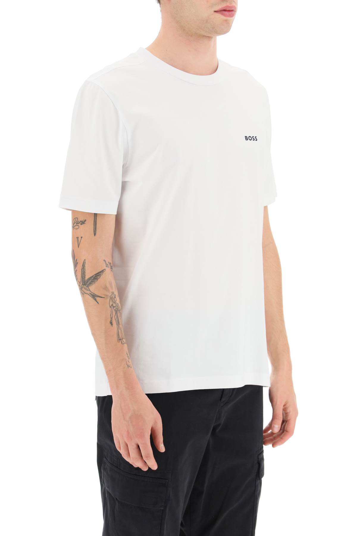Shop Hugo Boss Stretch Cotton T-shirt In Natural (white)