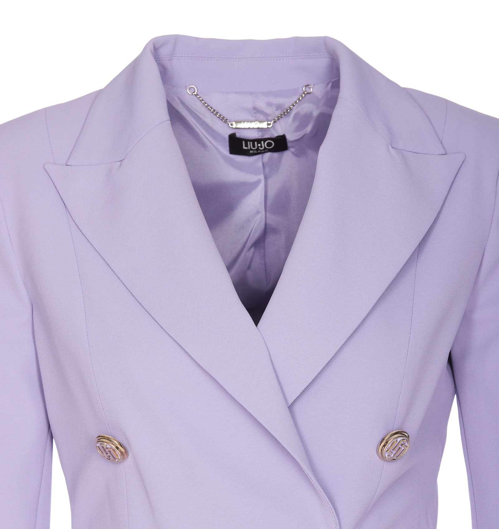 Shop Liu •jo Double Breasted Buttons Jacket In Purple