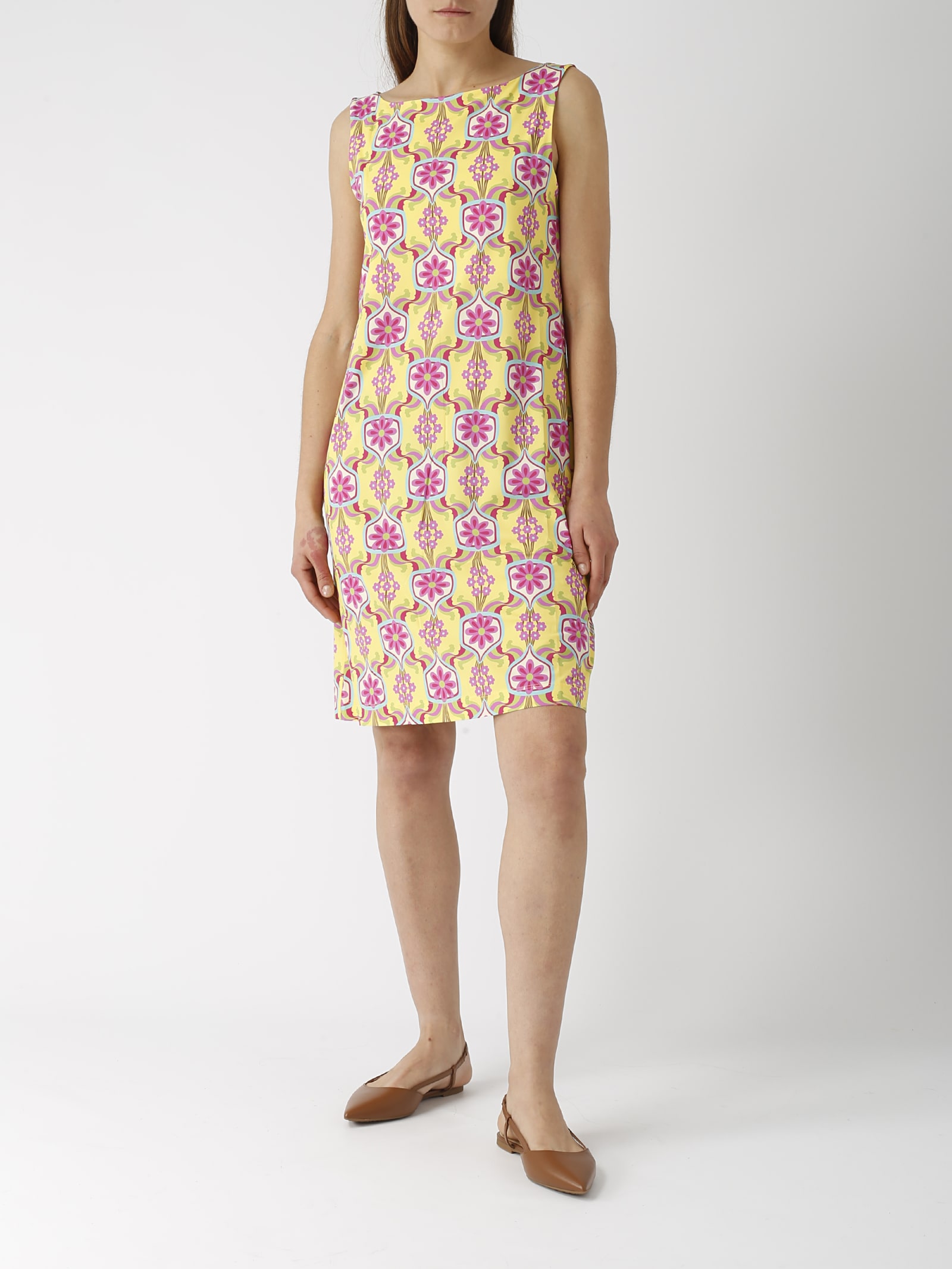 Shop Maliparmi Abito Marigold Jersey Dress In Giallo-rosa