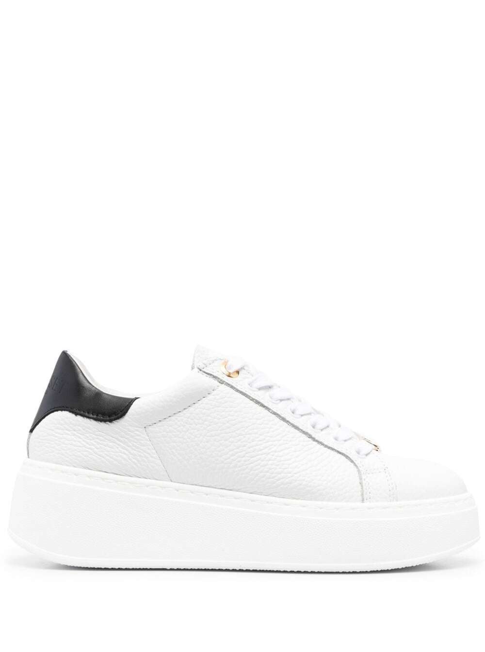 Twinset Logo Leather Sneakers In White