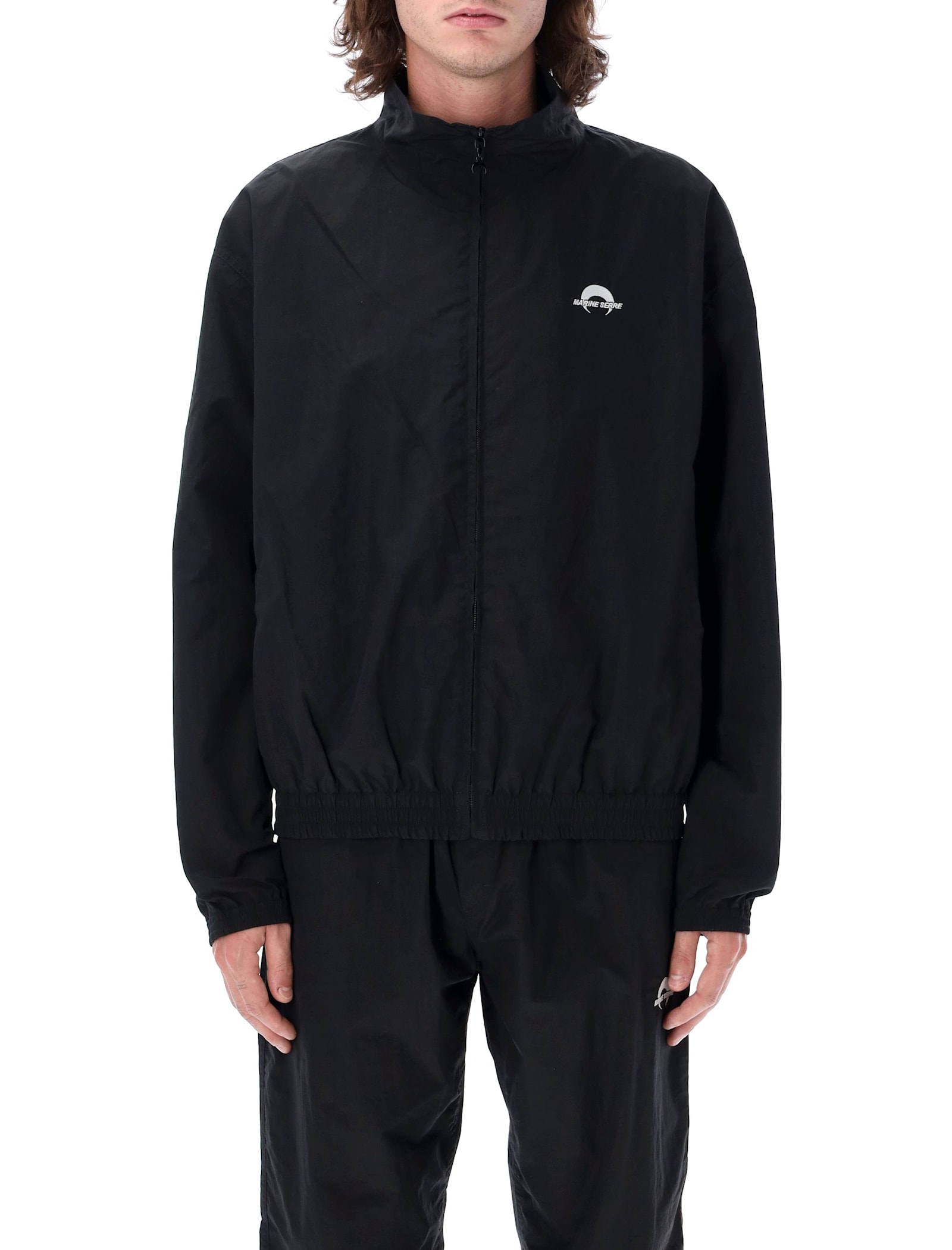 Shop Marine Serre Ms Sport Nylon Track Jacket In Black