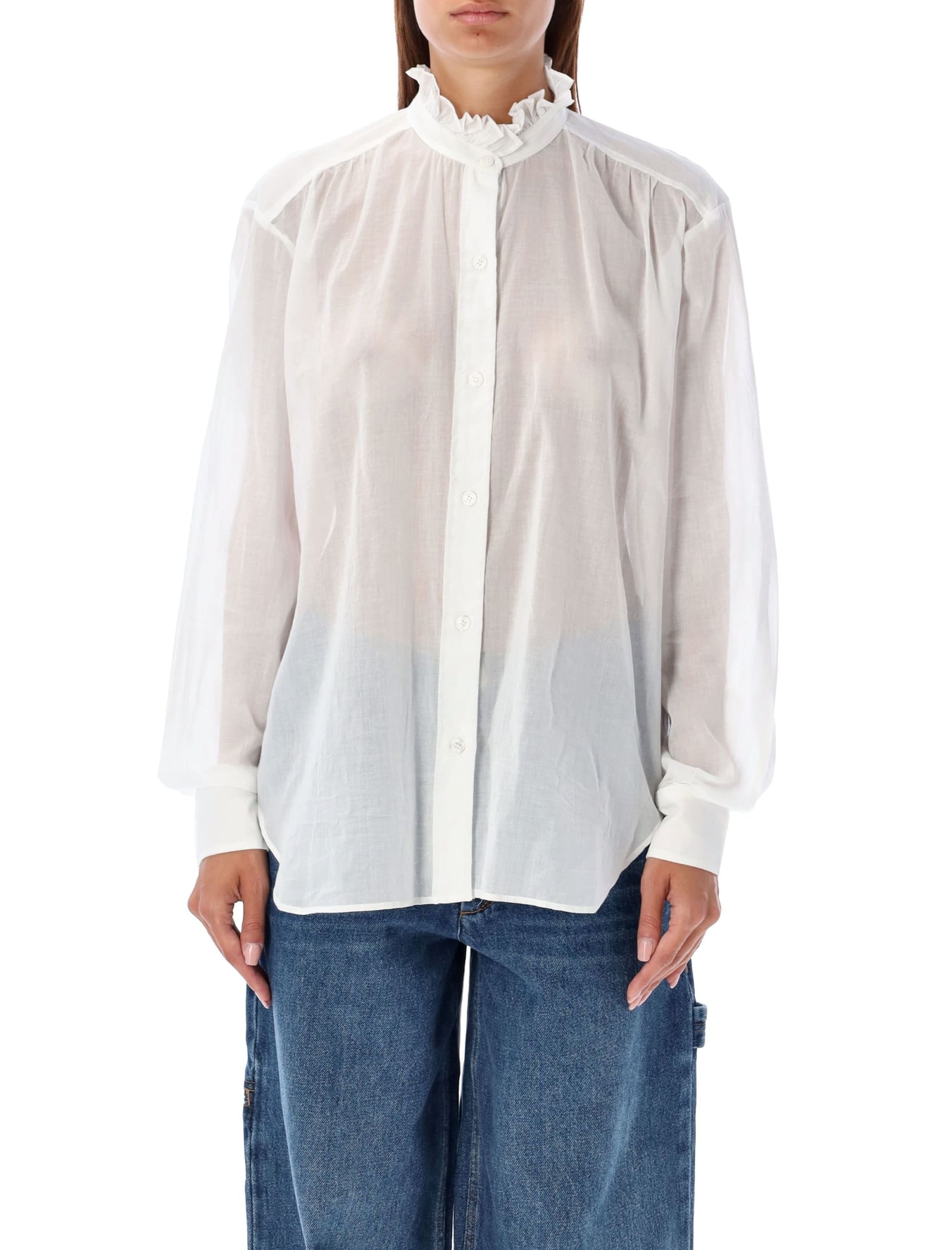 Shop Marant Etoile Gamble Ruffled Shirt In White