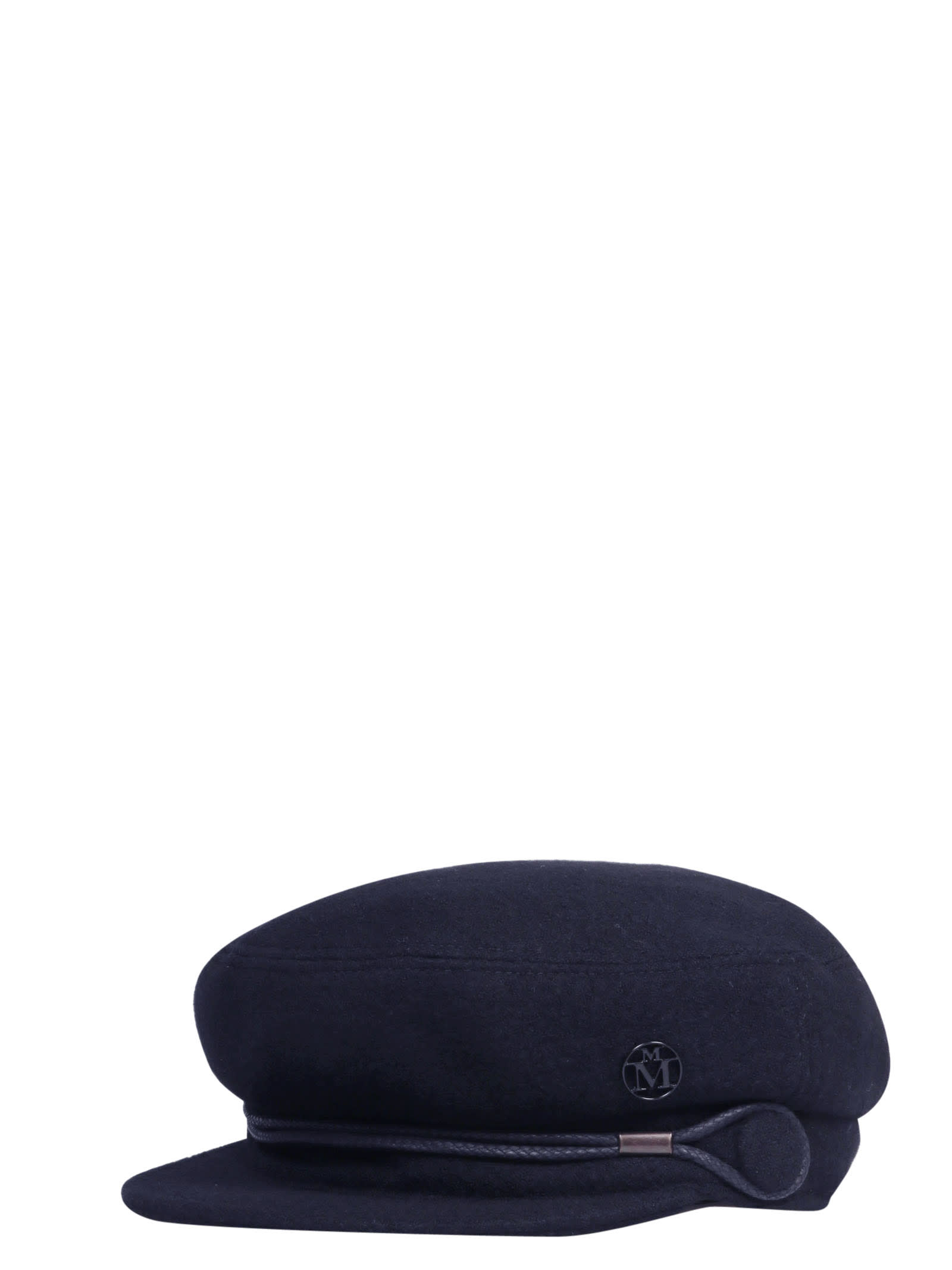 Maison Michel Abby Embellished Wool-felt Cap In Navy