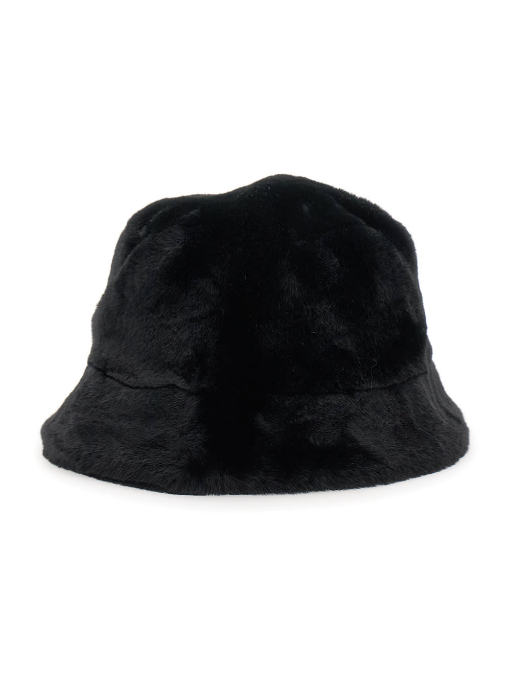 amara Black Bucket Hat In Eco Fur Woman