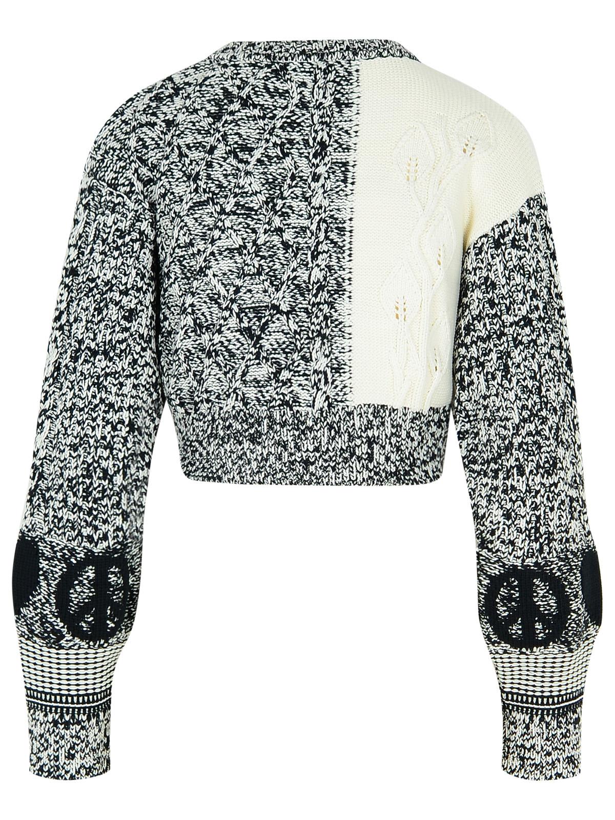 Shop M05ch1n0 Jeans Patch White Cotton Blend Sweater