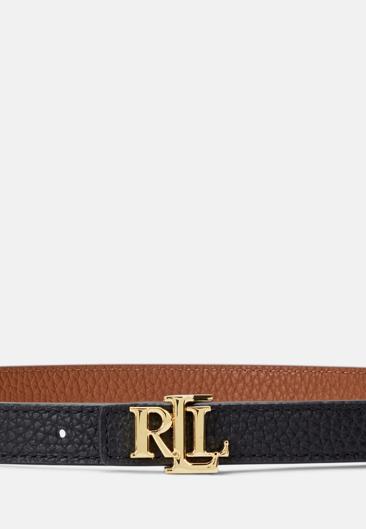 Shop Ralph Lauren Rev Lrl 20 Belt Skinny In Black Lauren Tan