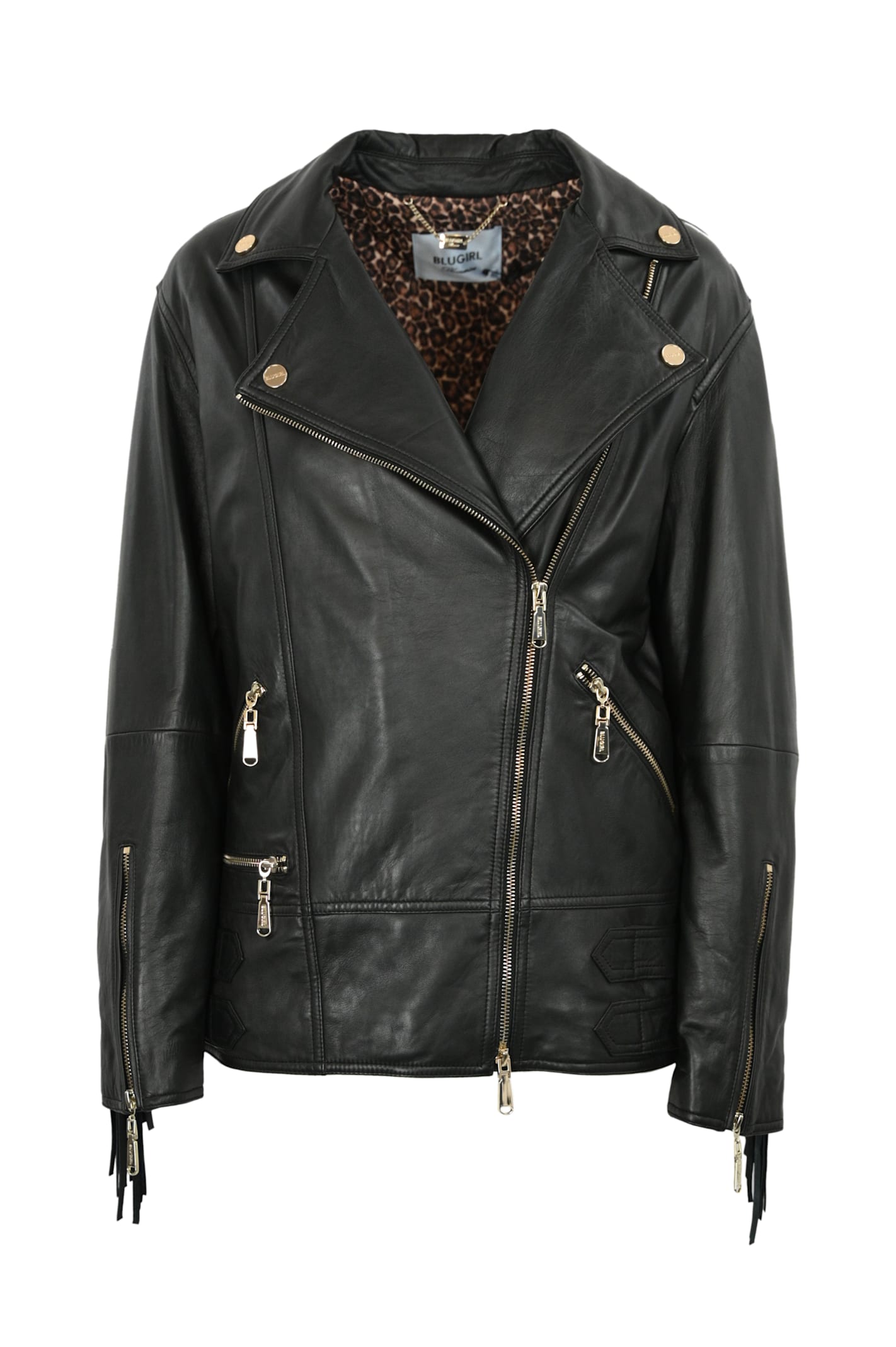 Leather Biker Jacket With Fringes