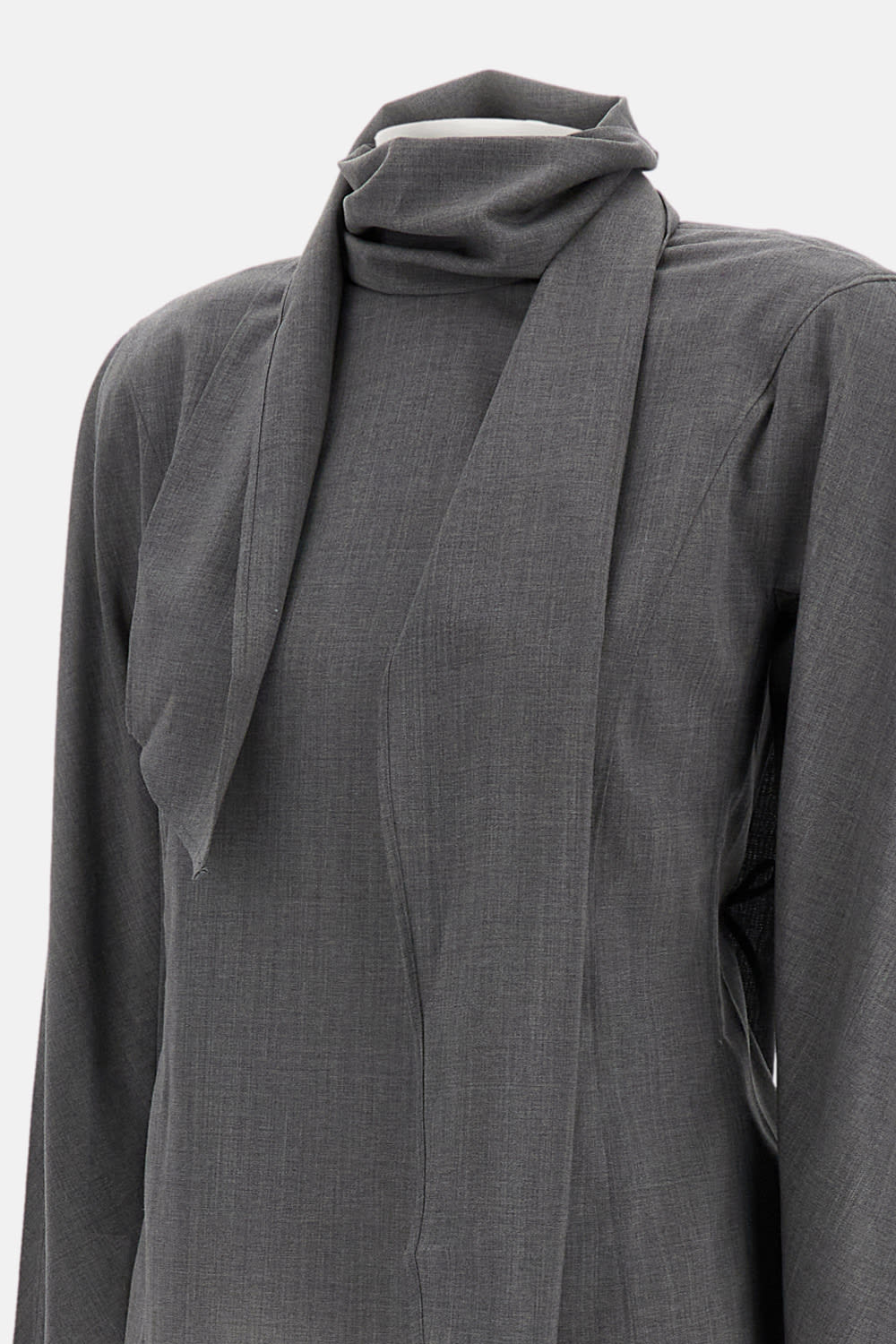 Jacquemus Long Sleeve Shirt With Shawl And Tie Detail In Gray