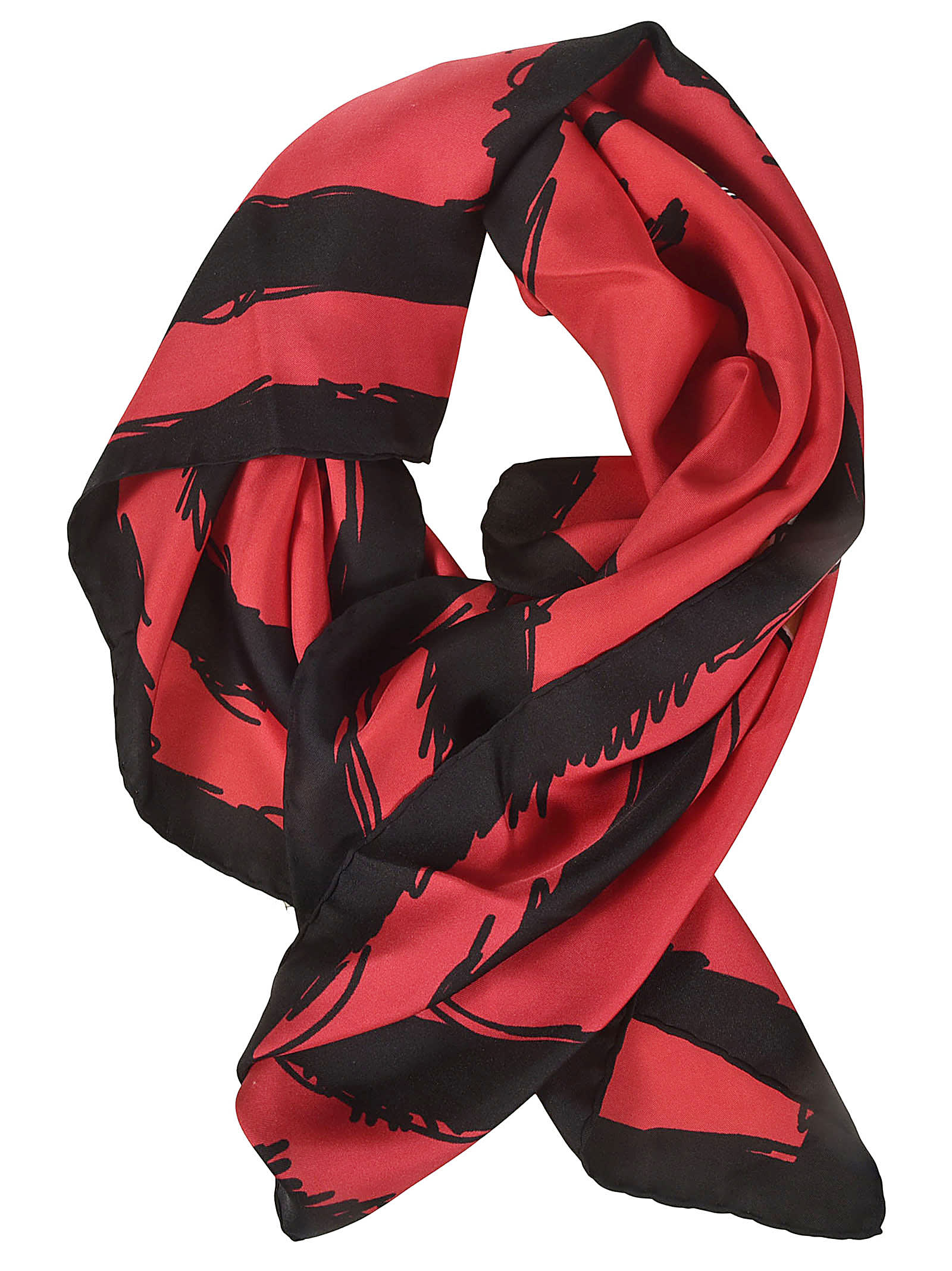 Shop Moschino Logo Detail Scarf In Red