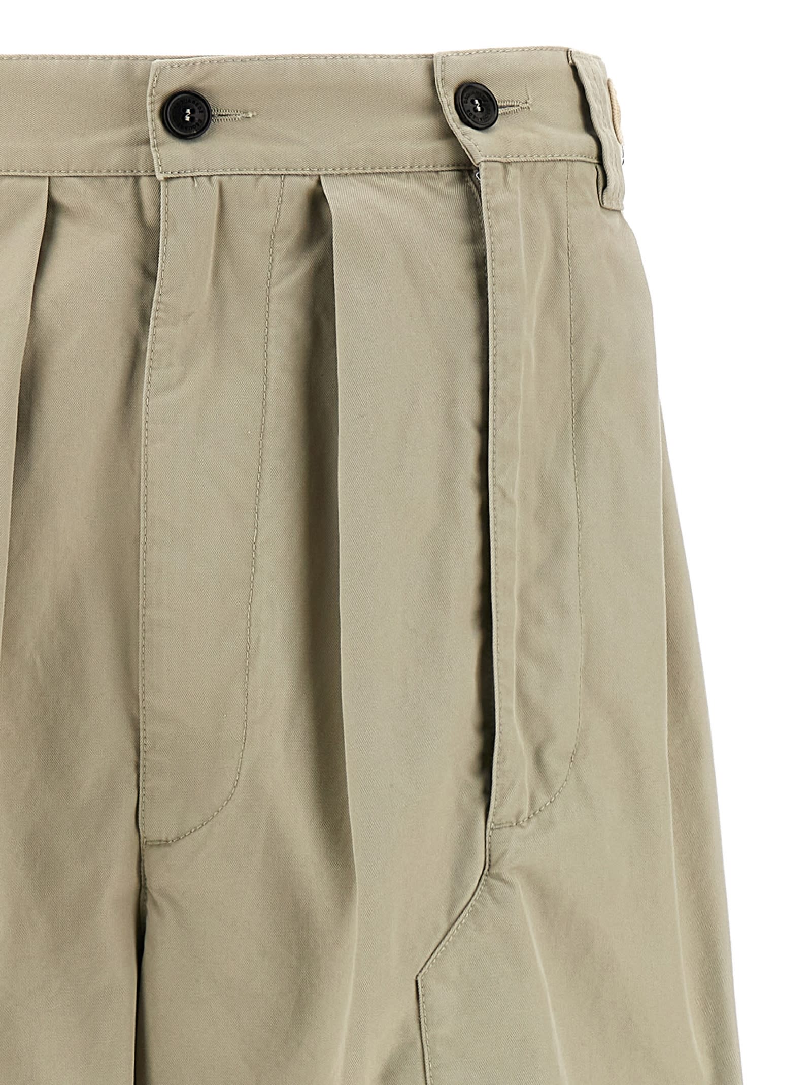 Dsquared2 Tailored Pleated Trousers With Button Detailing In Beige