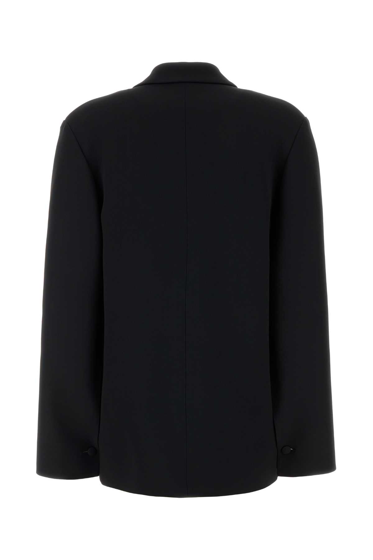 Alberta Ferretti Stretch Crepe Blazer Notched Lapels In Black