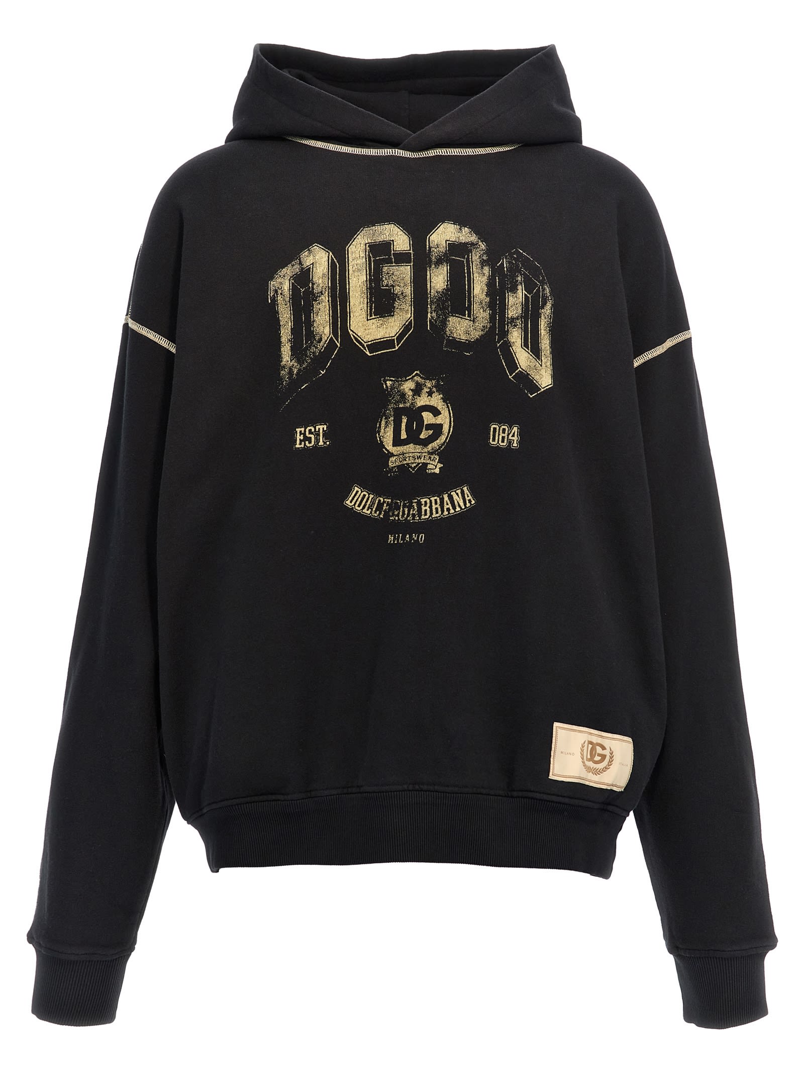 Shop Dolce & Gabbana Logo Print Hoodie In Black