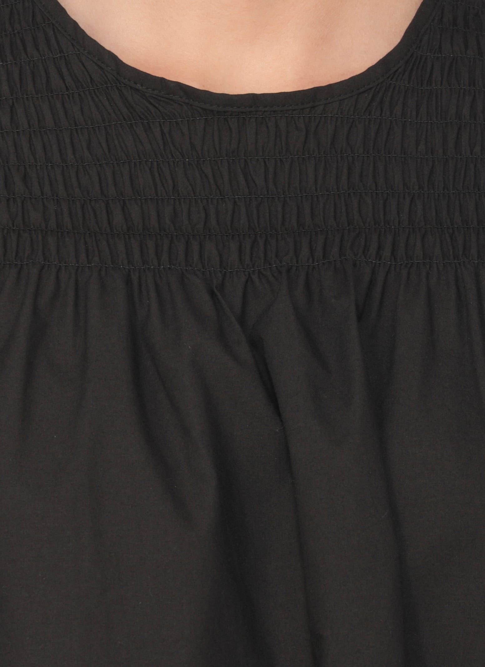 Apc A.p.c. Smocked Bodice Cotton Blouse In Black