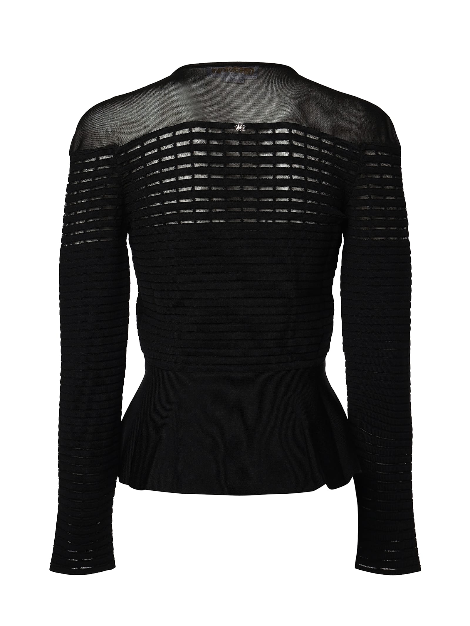 GENNY V-NECK SWEATER WITH GODET FLOUNCE 
