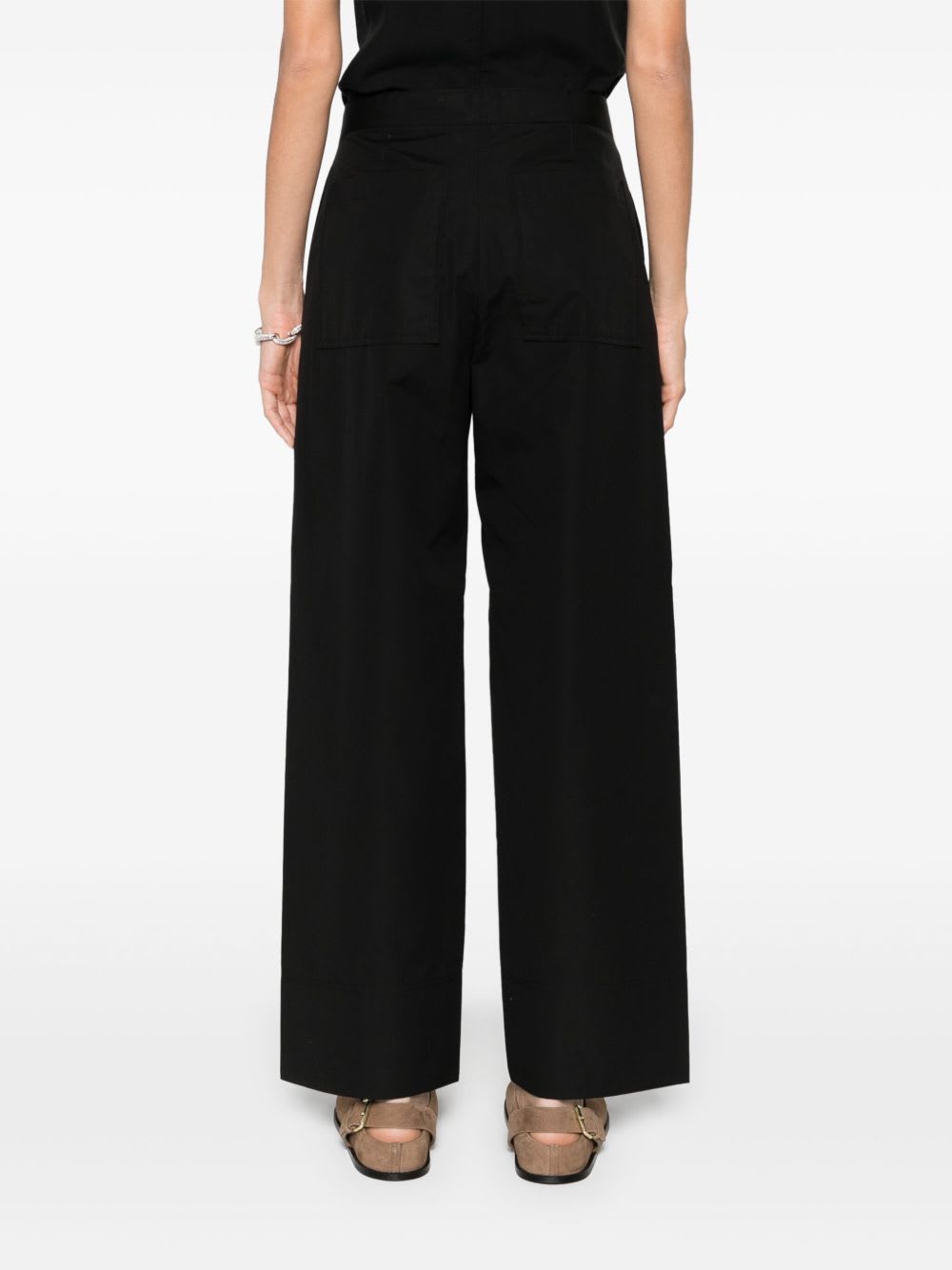 Totême Cotton Trousers With Belt Loops And Pockets In Black