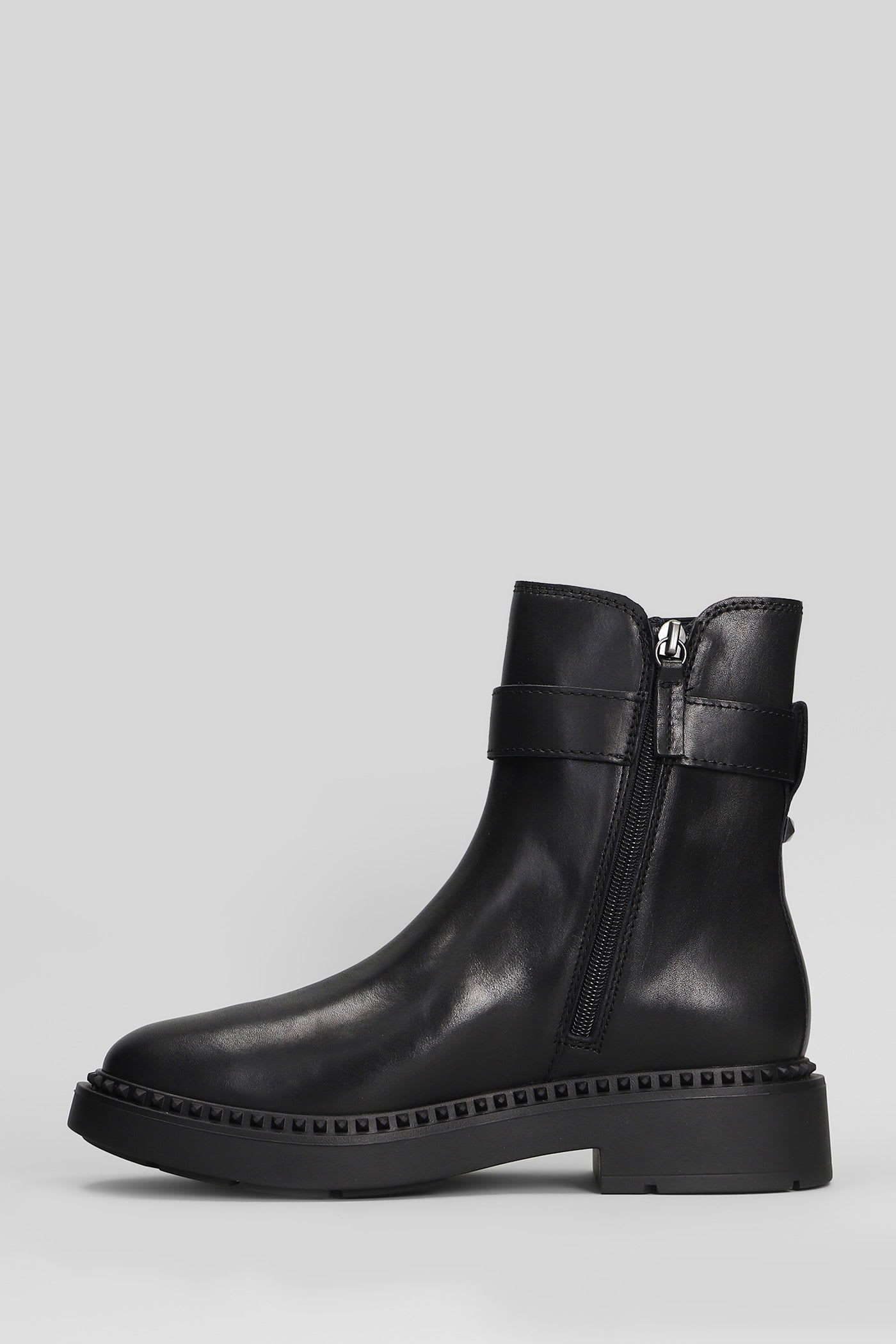 Ash Margot High Heels Ankle Boots In Black Leather In Black