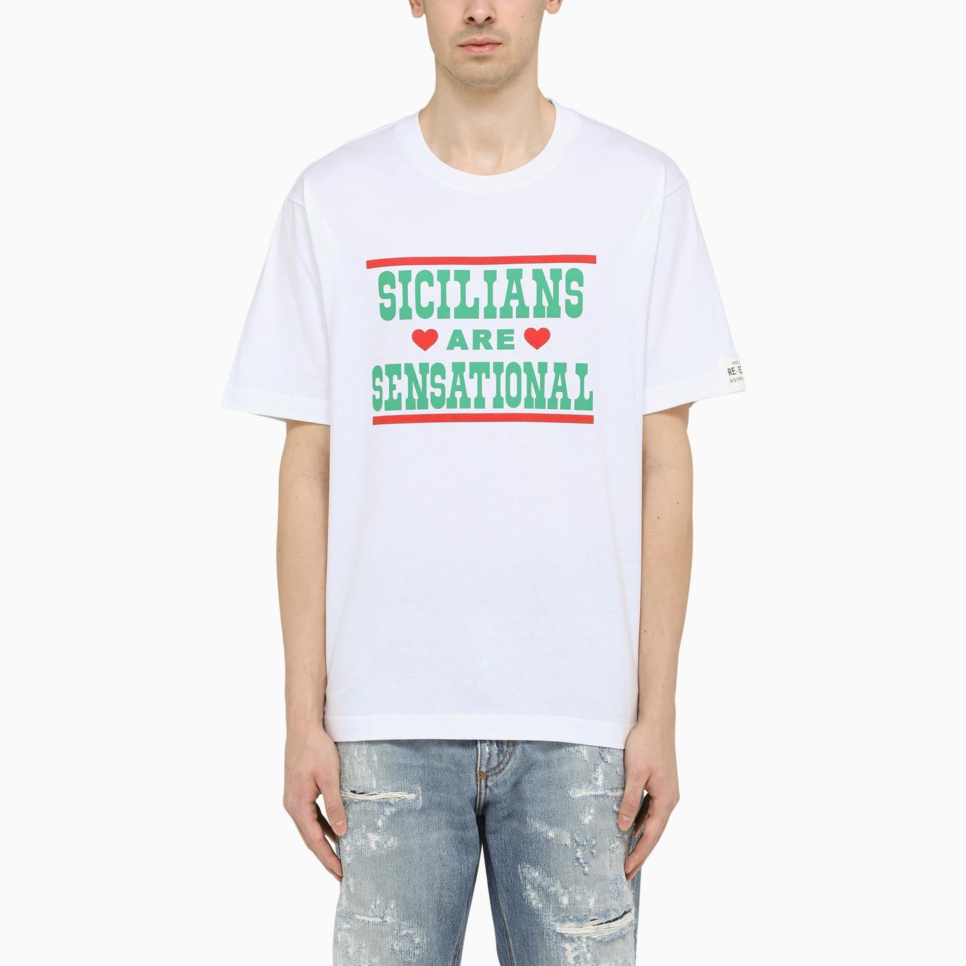 Shop Dolce & Gabbana White Crew-neck T-shirt With Print In Bianco