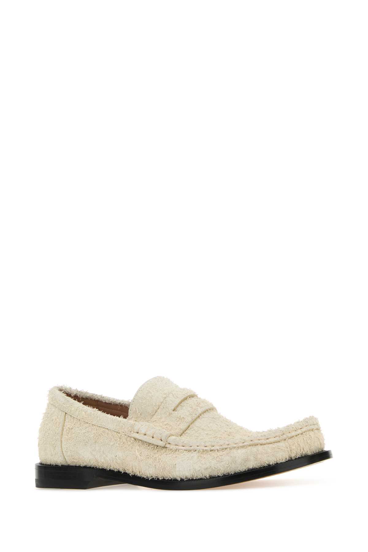 Loewe Ivory Suede Campo Loafers In Canvas