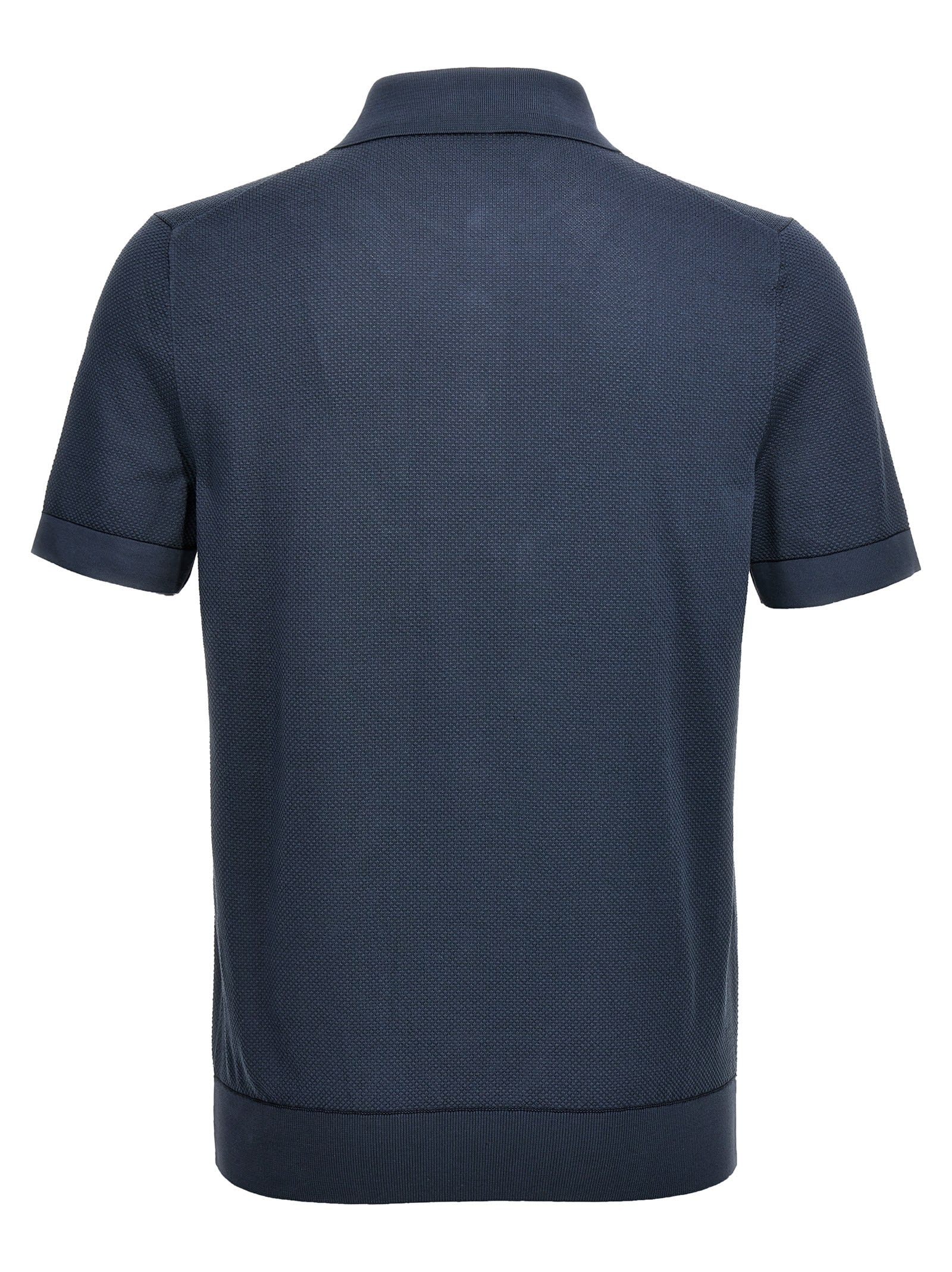 Shop Brioni Textured Polo Shirt In Blue