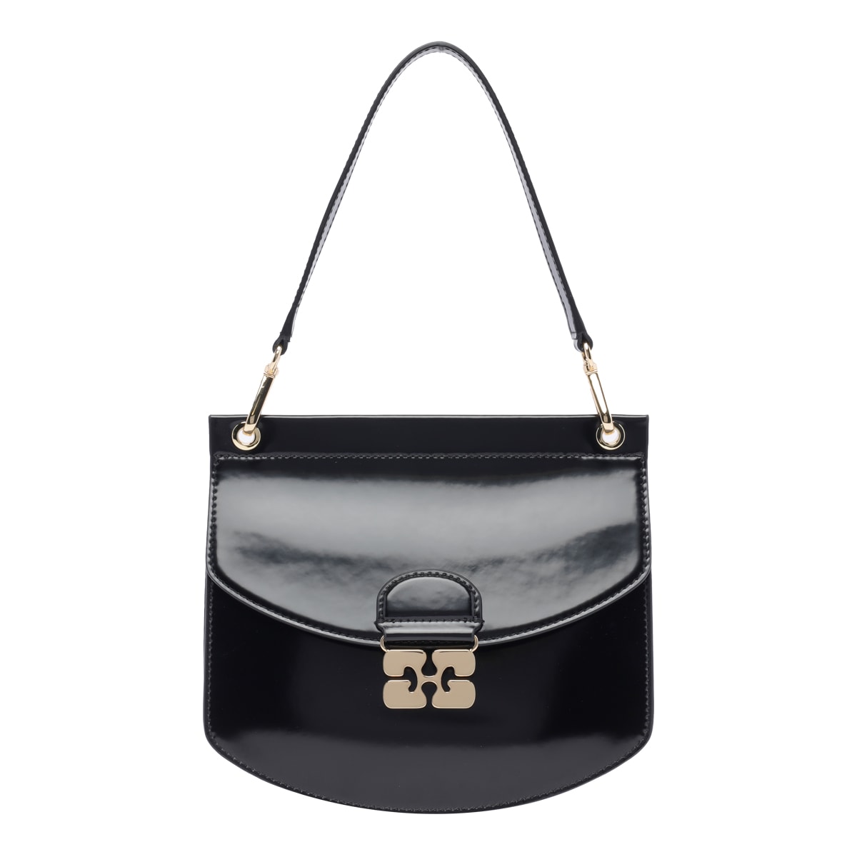 Shop Ganni Small Ago Shoulder Bag In Black