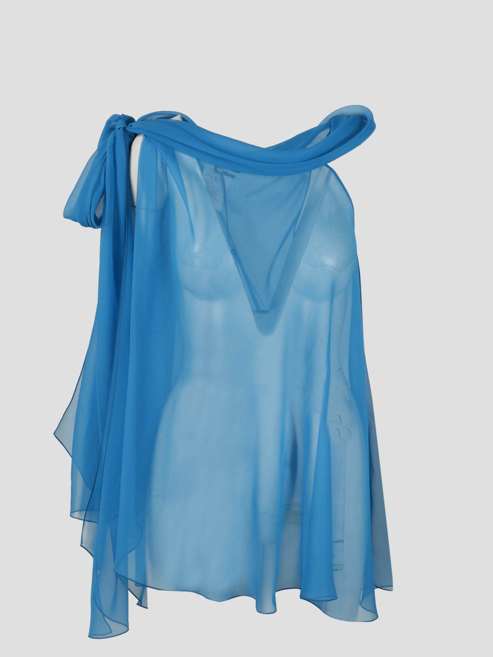 Shop Alberta Ferretti Silk Chiffon Blouse In Blue