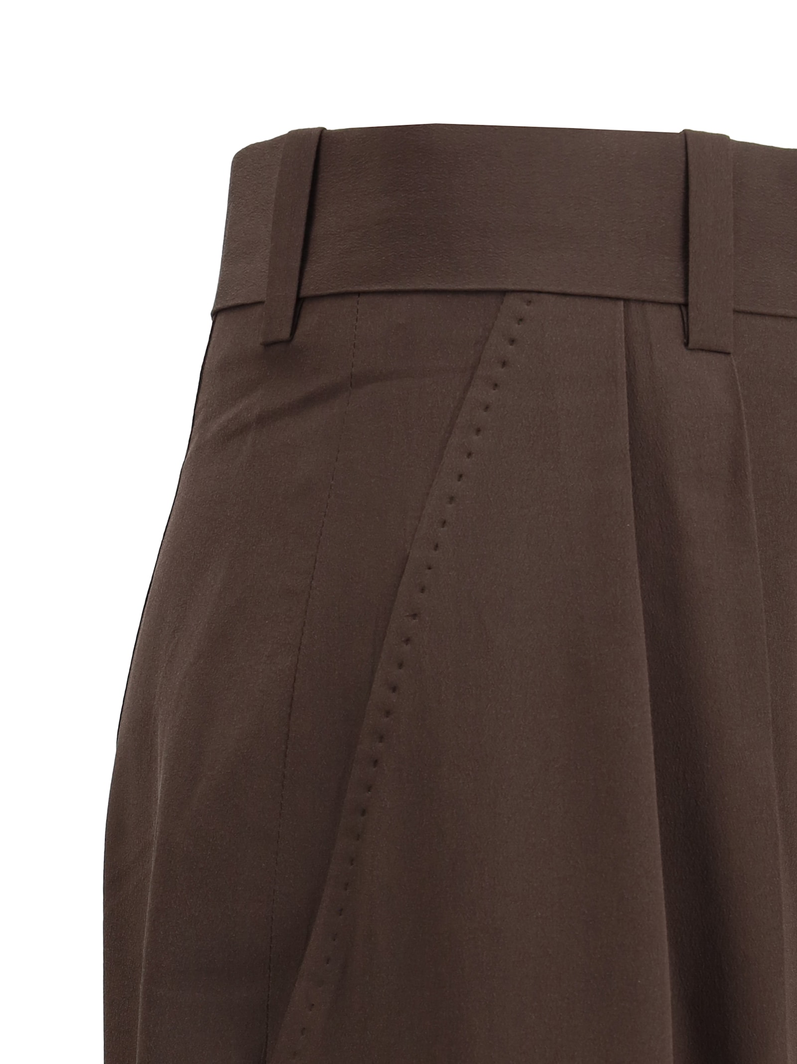 Petar Petrov Flowing High Waist Silk Trousers In Dark Brown