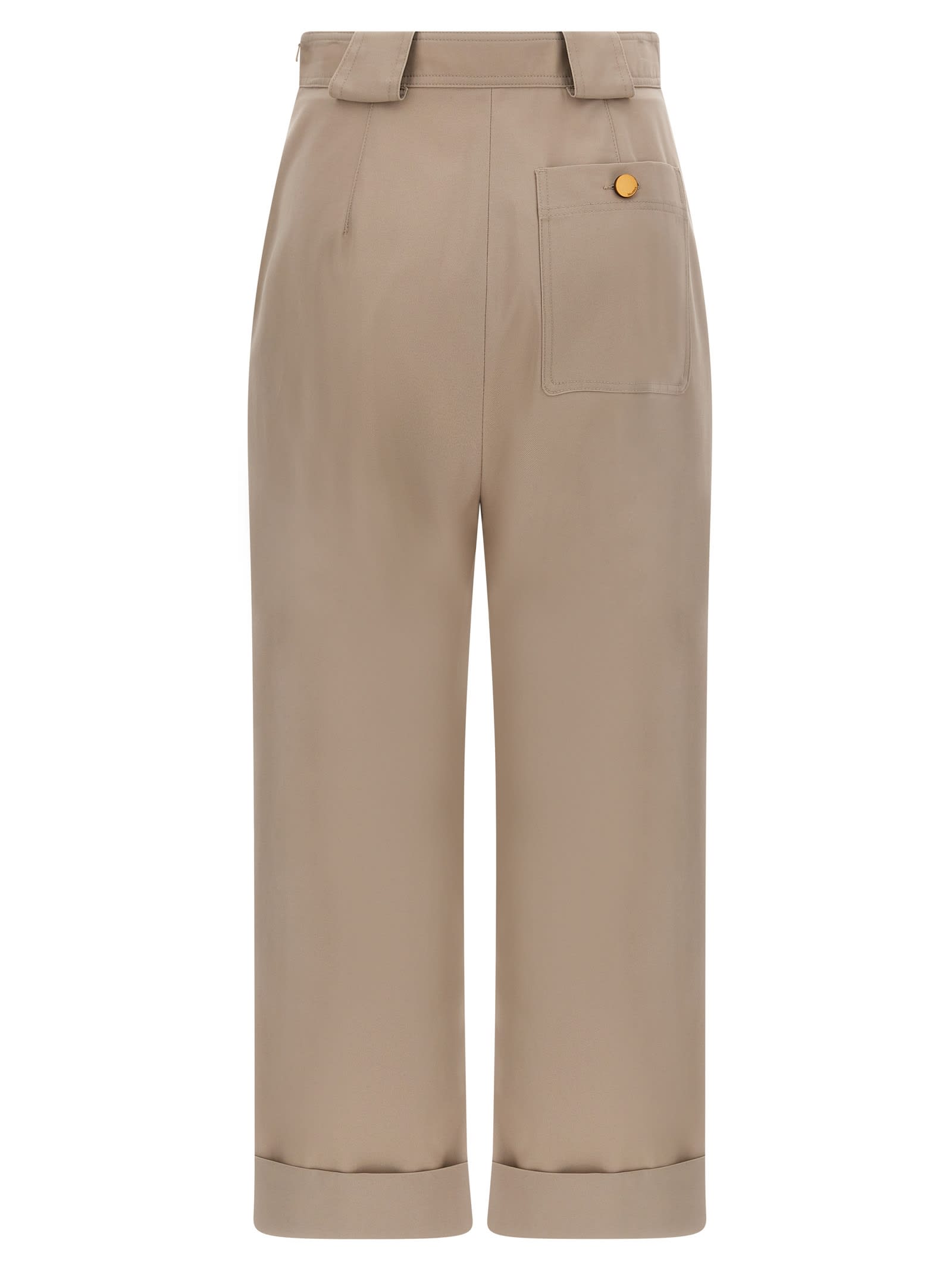Max Mara Relaxed Fit High-waisted Sand Trousers In Beige