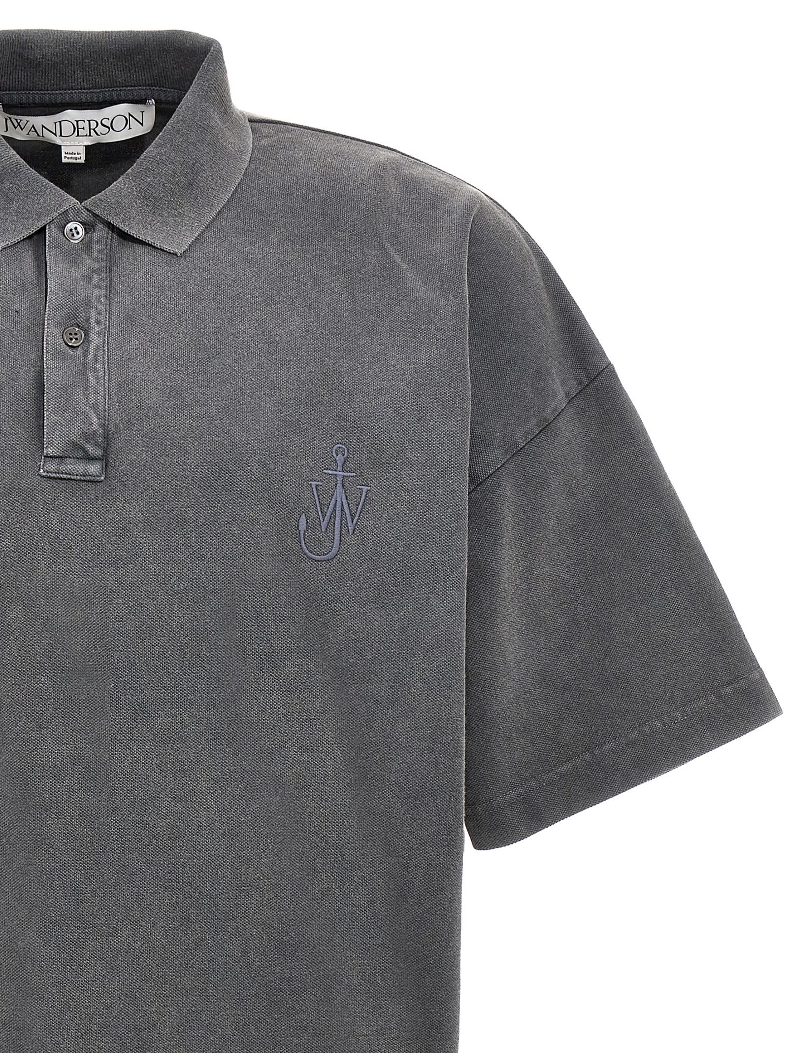 Shop Jw Anderson Anchor Polo Shirt In Gray