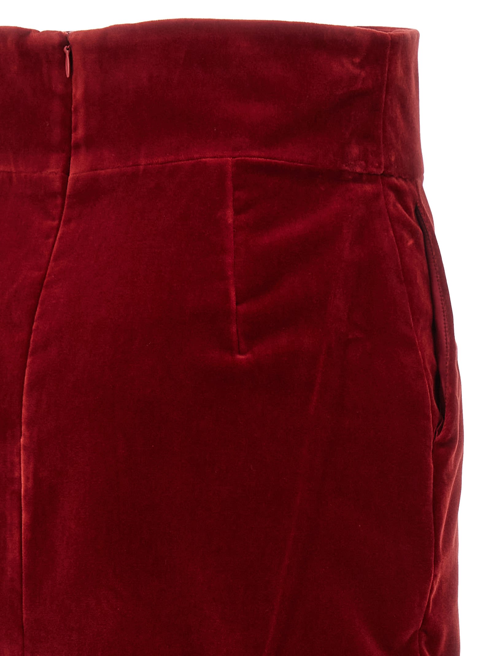 Shop Alexandre Vauthier Velvet Midi Skirt In Red