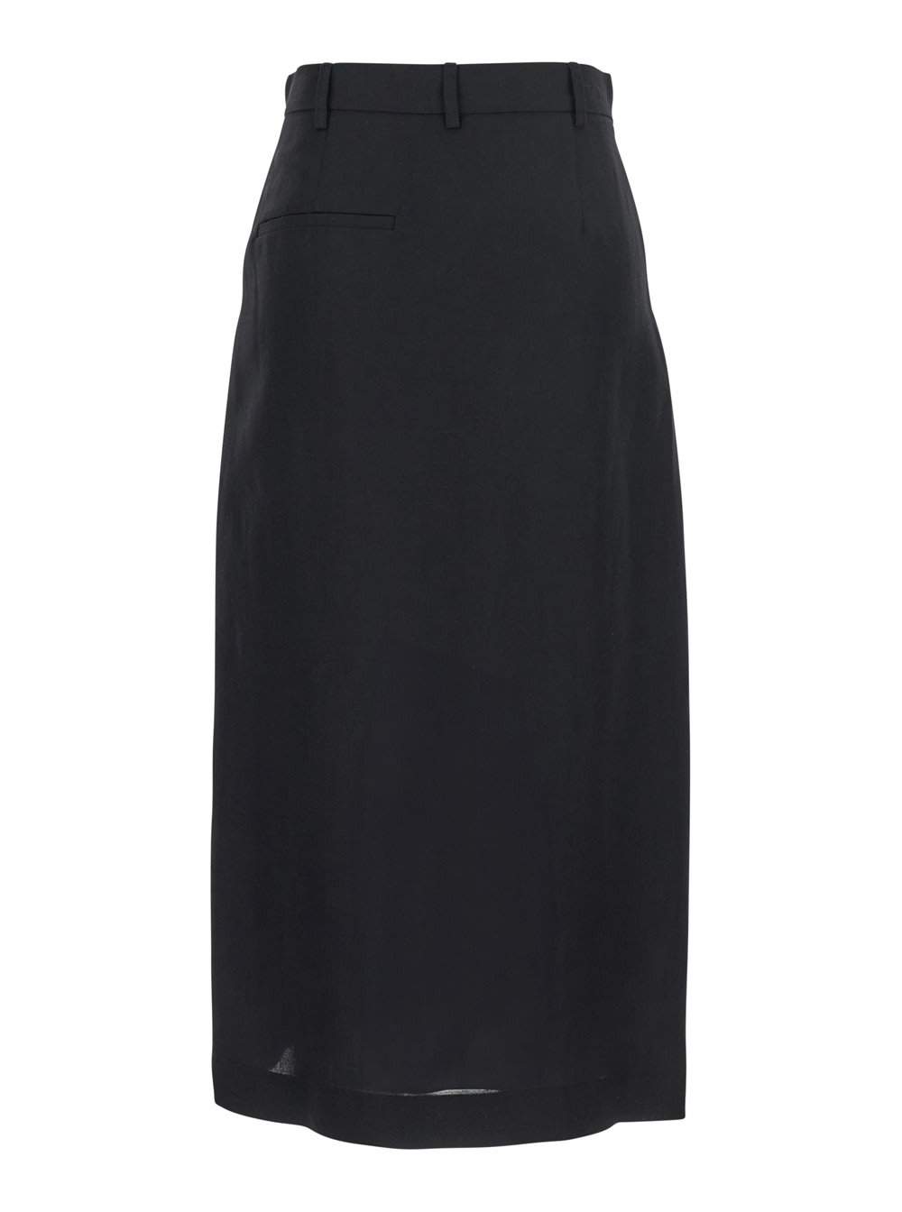 TELA NILLA BLACK SKIRT WITH PENCES ON THE FRONT AND SINGLE SLIT ON THE FRONT IN VISCOSE AND LINEN BLEND W