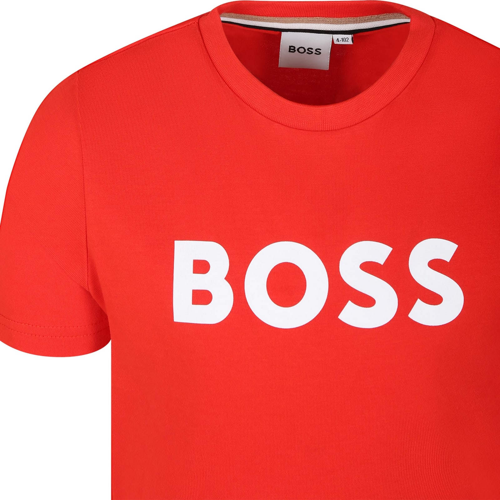 Shop Hugo Boss Red T-shirt For Boy With Logo