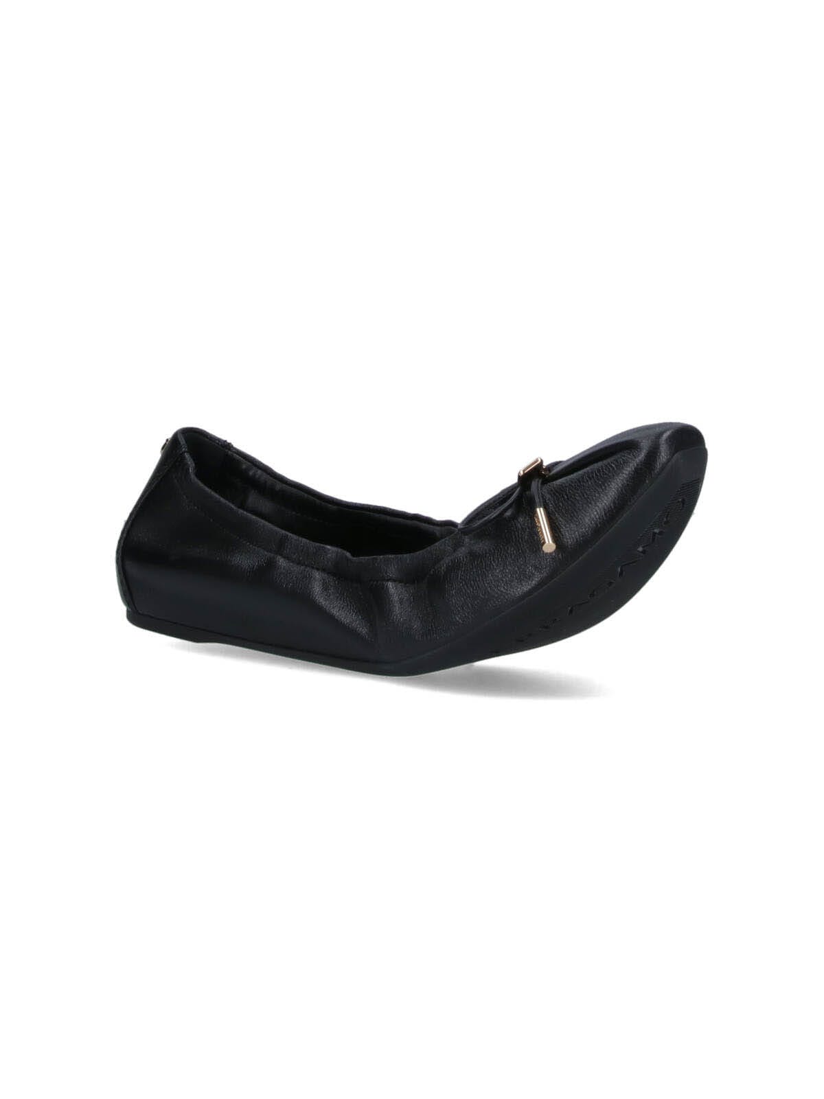 Ferragamo Elasticated Nappa Leather Ballet Flats In Black