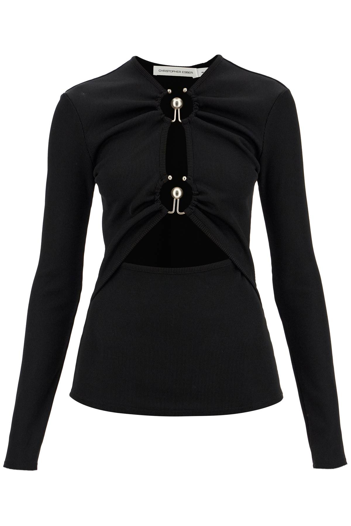 Shop Christopher Esber Long-sleeved Orbit Ruched In Black