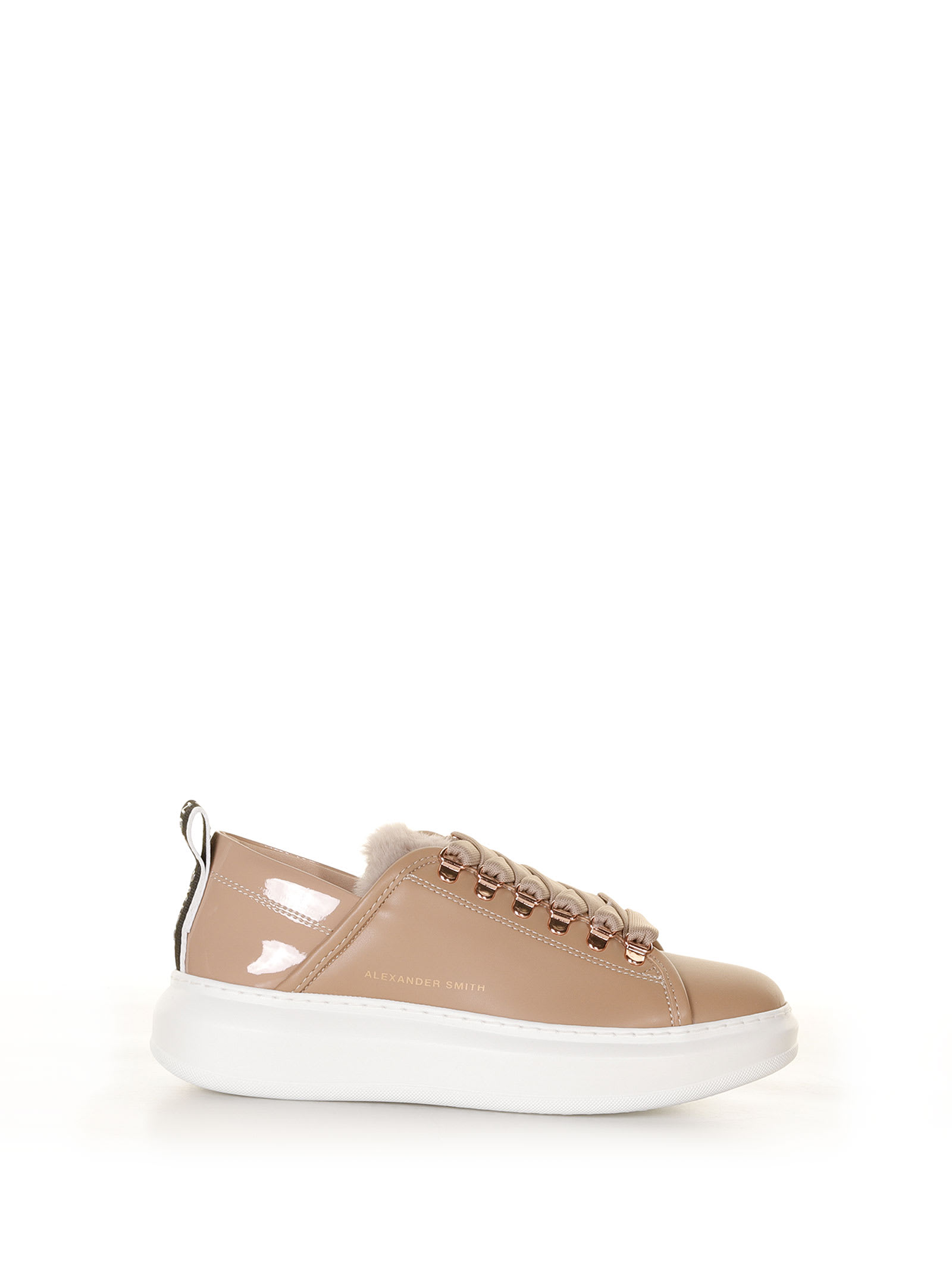 Alexander Smith Wembley Sneaker With Fur In Camel