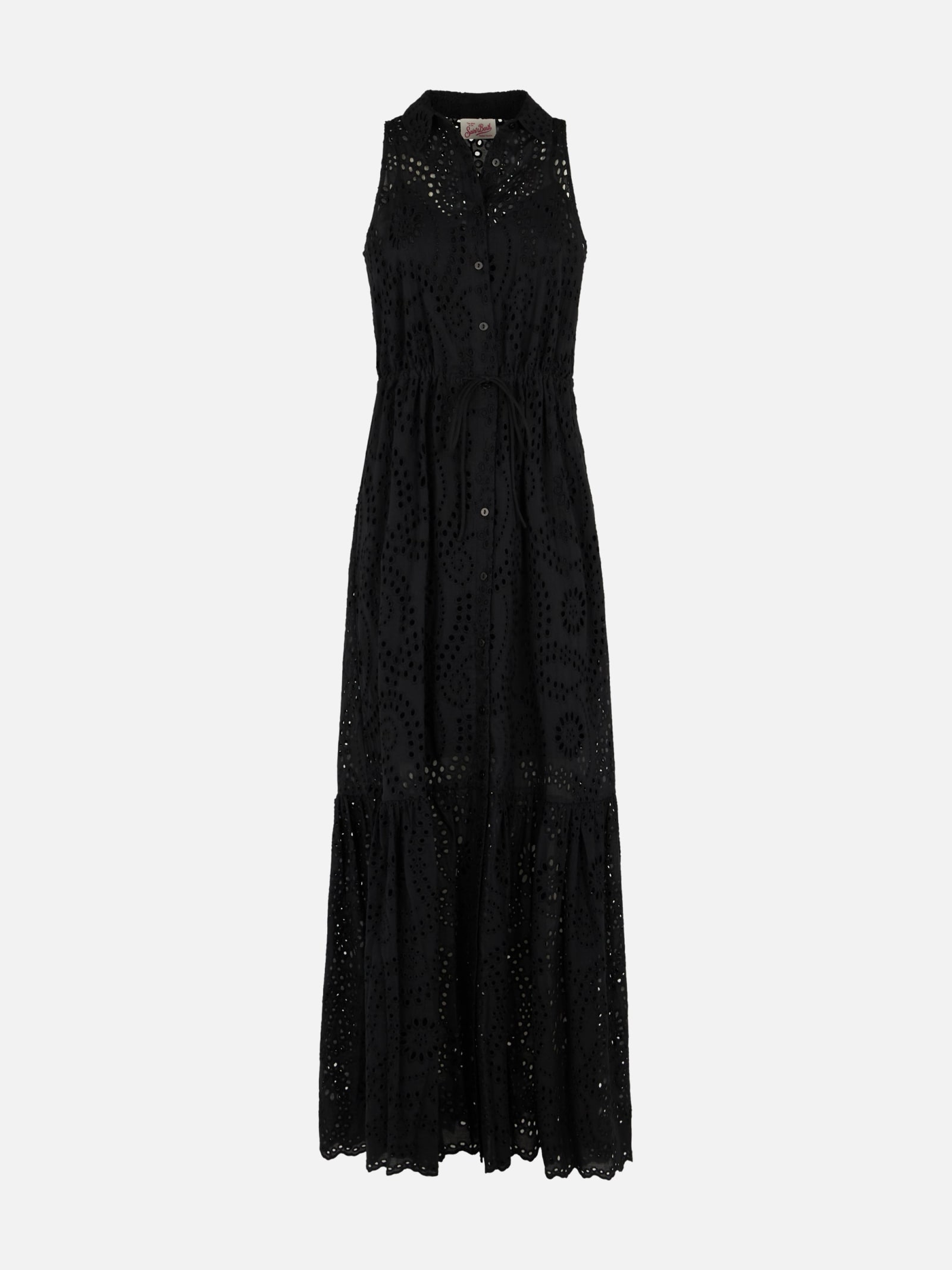 Mc2 Saint Barth Woman Black Sangallo Lace Halterneck Dress In Black