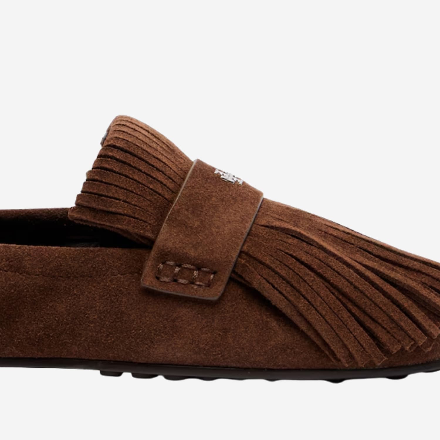 Tory Burch Suede Ballerina Loafers With Decorative Fringes In Brown