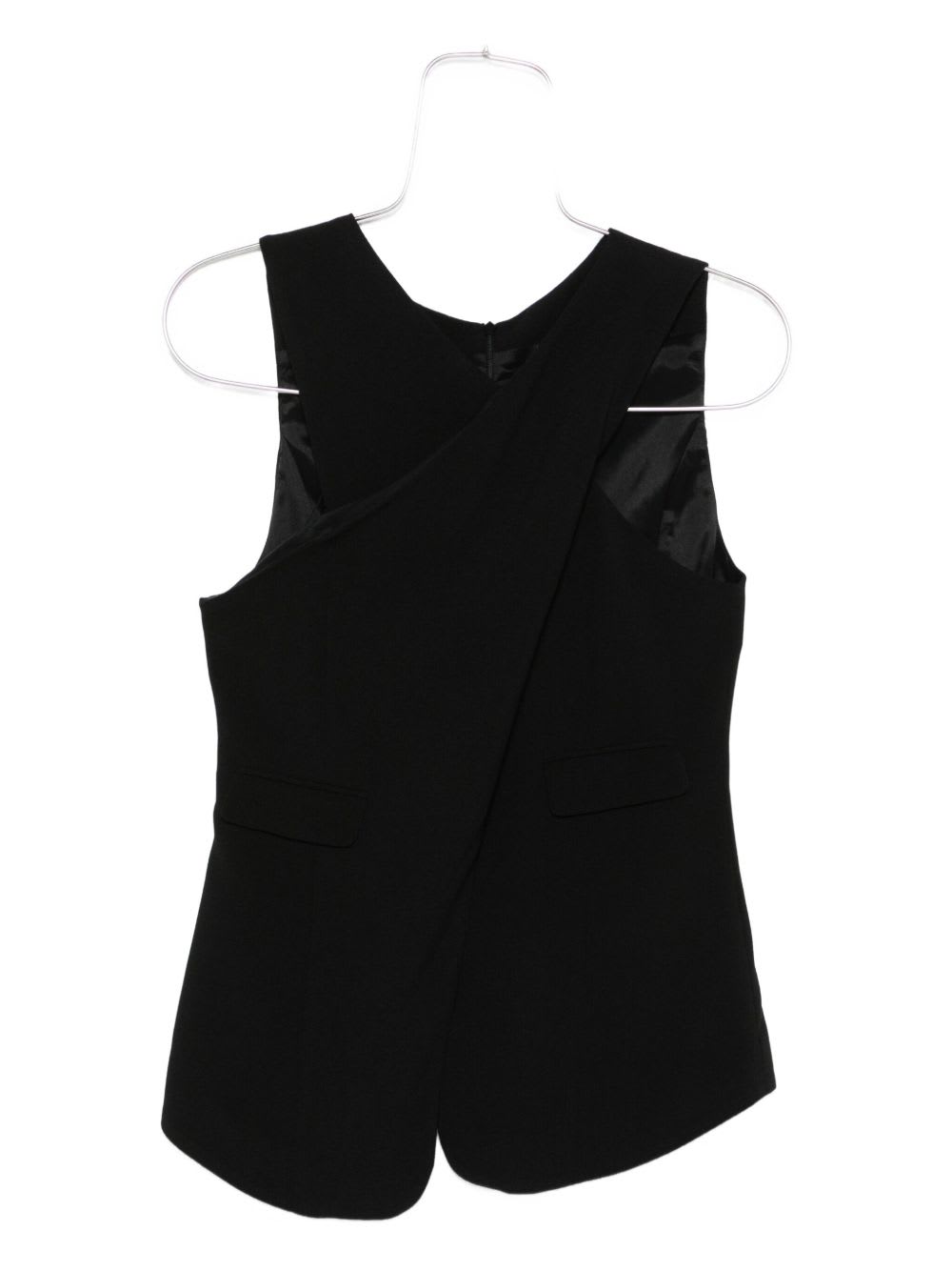 Emporio Armani Draped Sleeveless Top With Asymmetric Panel In Black