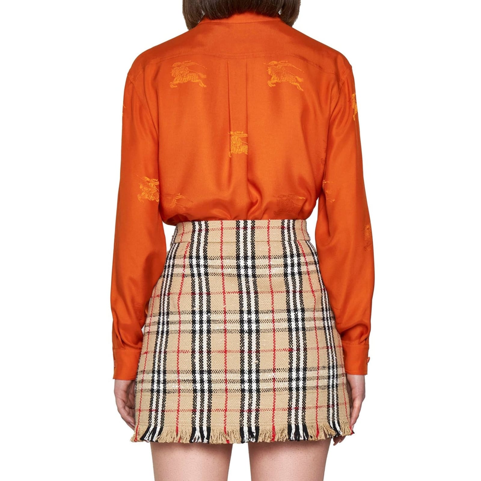 Shop Burberry Vintage Pattern Mini Skirt In Beige